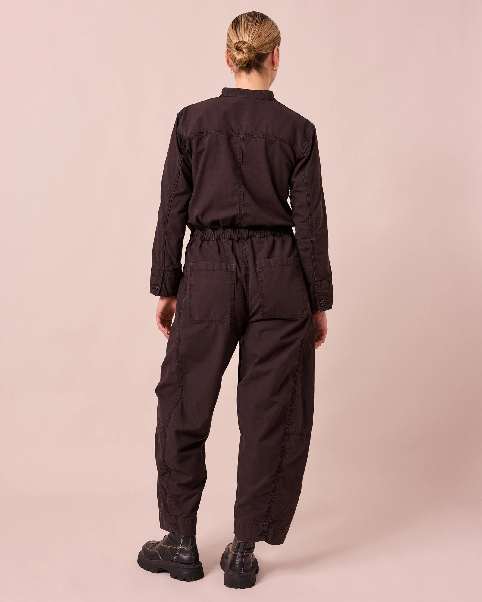 Jill Ganache Textured Cotton Boilersuit - Image 5