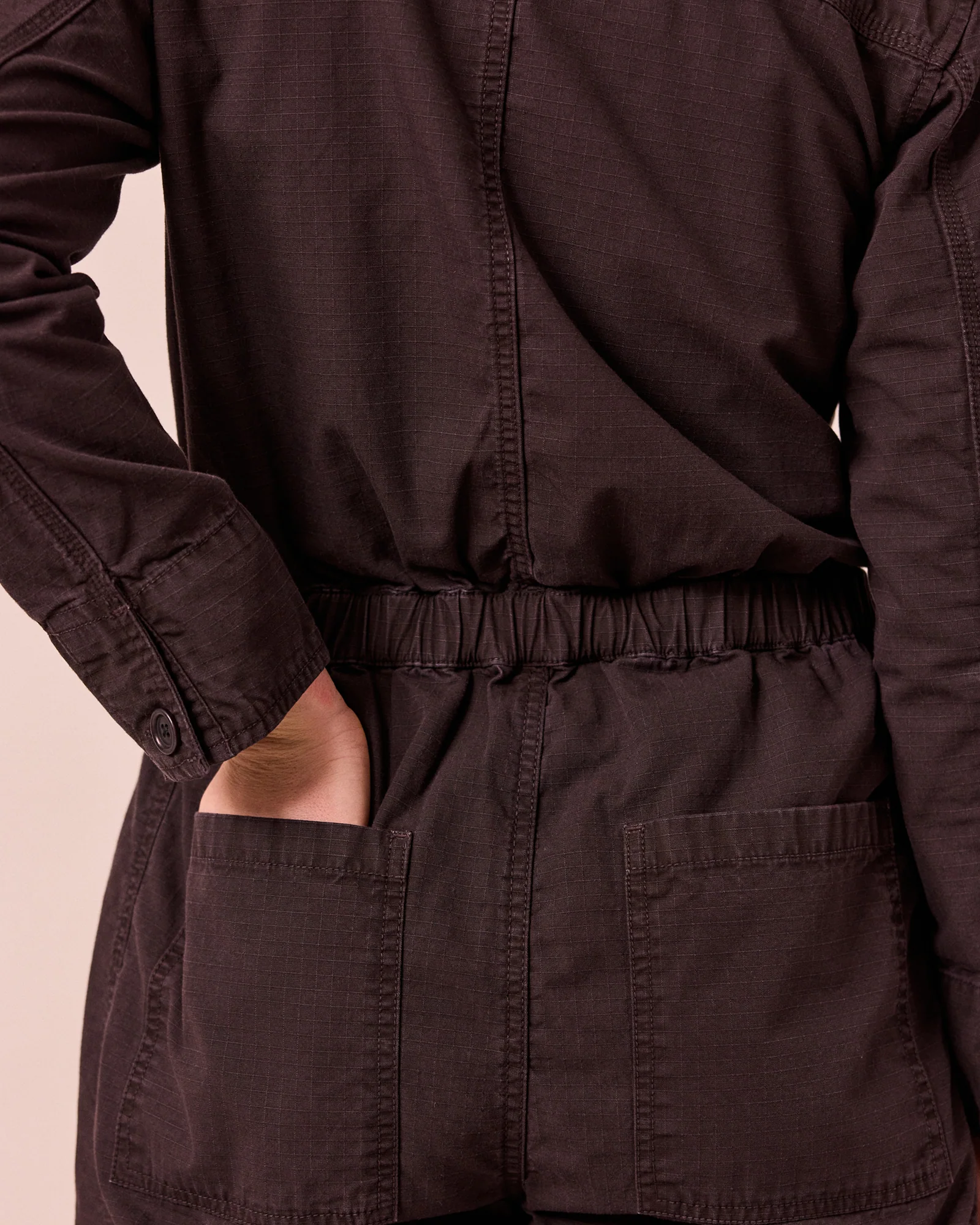 Jill Ganache Textured Cotton Boilersuit - Image 6