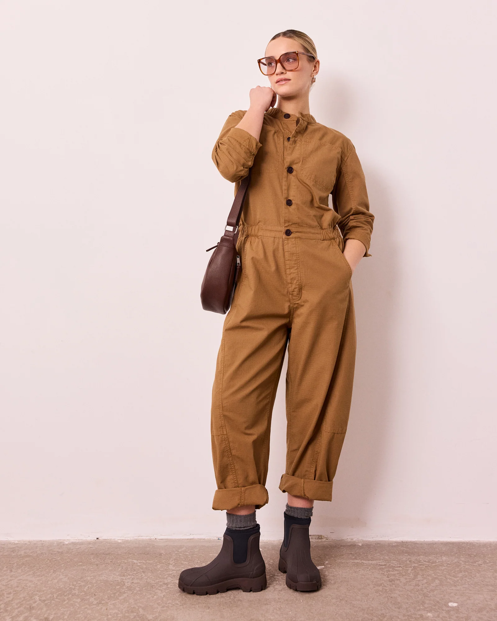Jill Nutmeg Textured Cotton Boilersuit - Image 6
