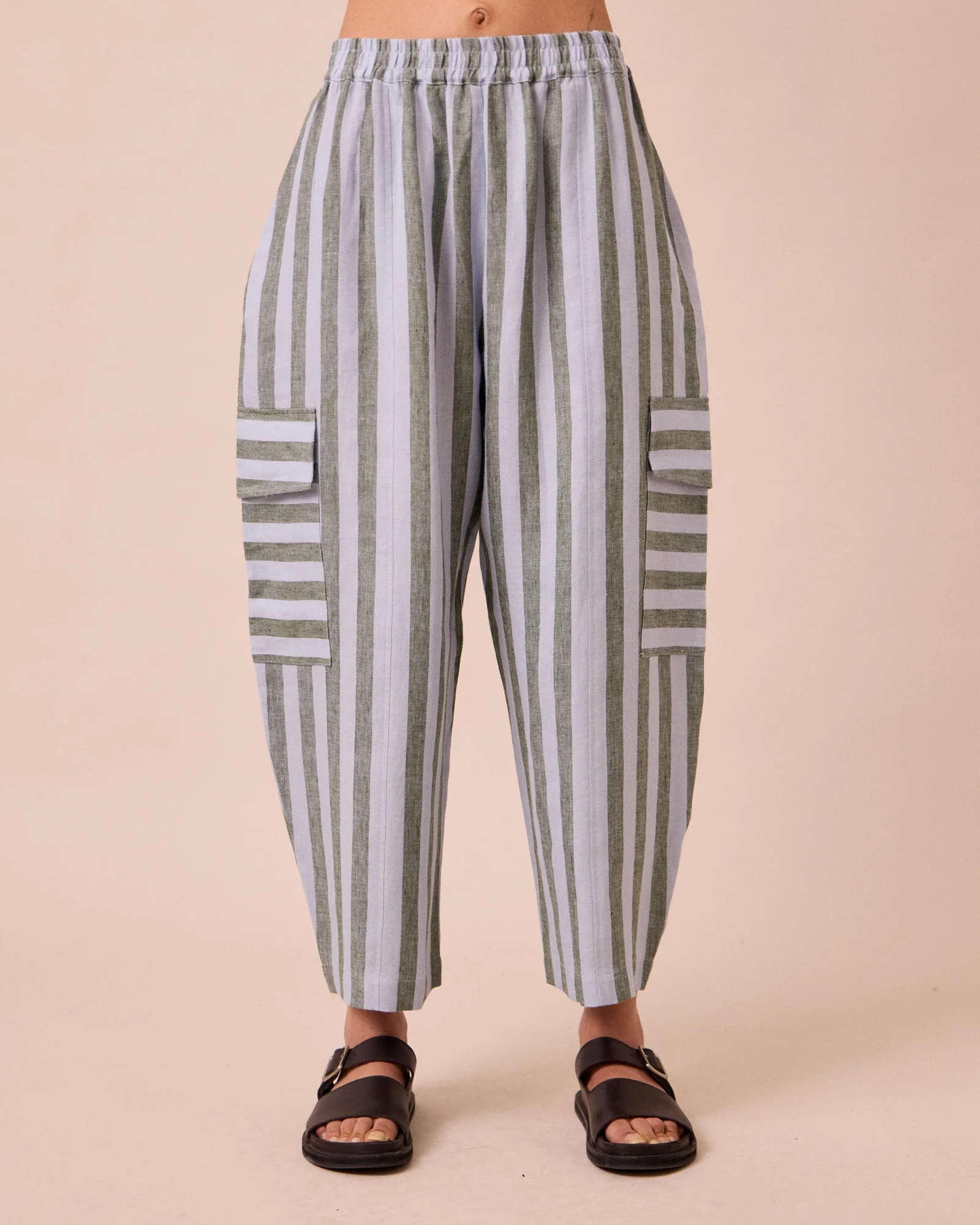 Jodi Aloe Stripe Linen Trousers - Image 4