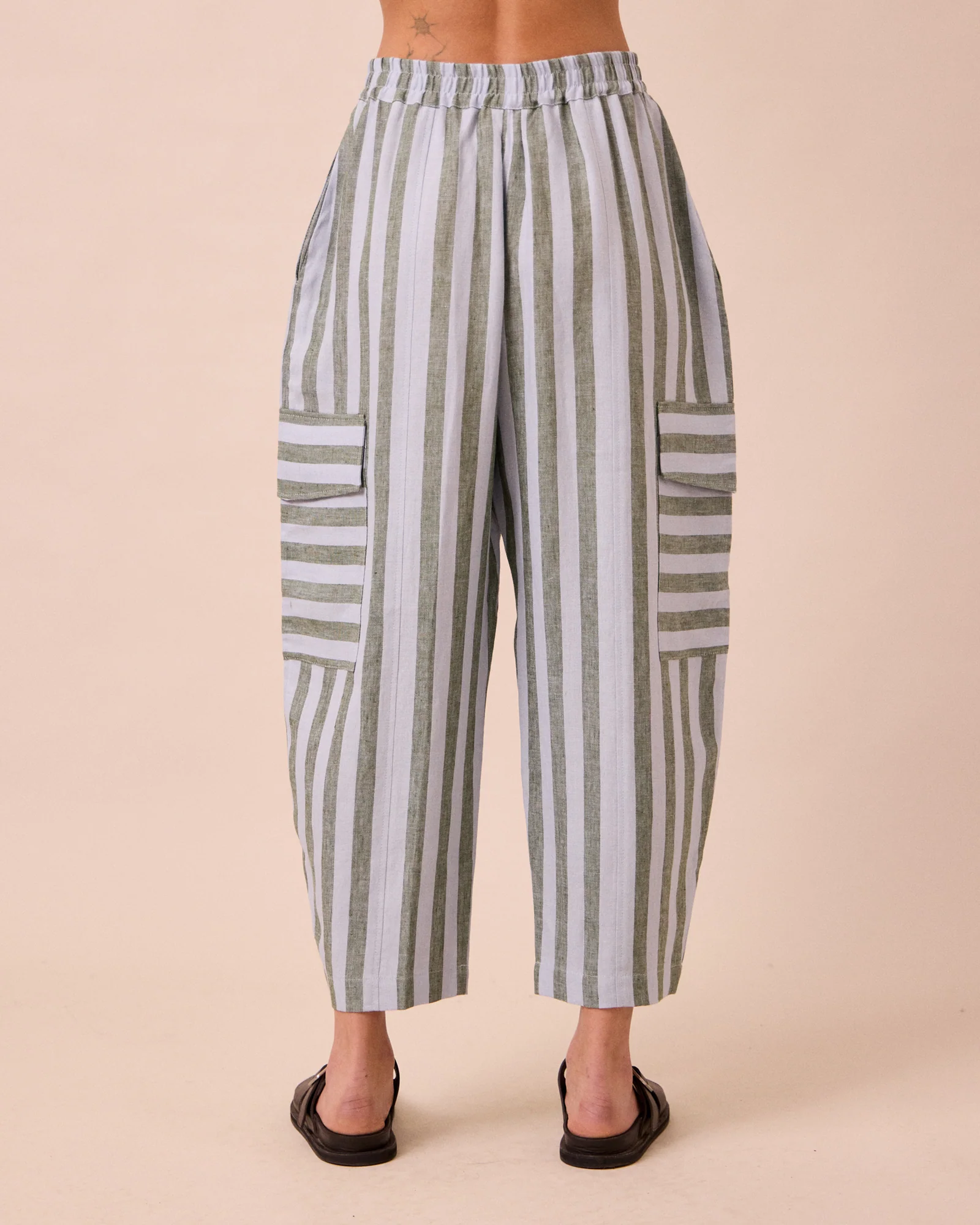 Jodi Aloe Stripe Linen Trousers - Image 5