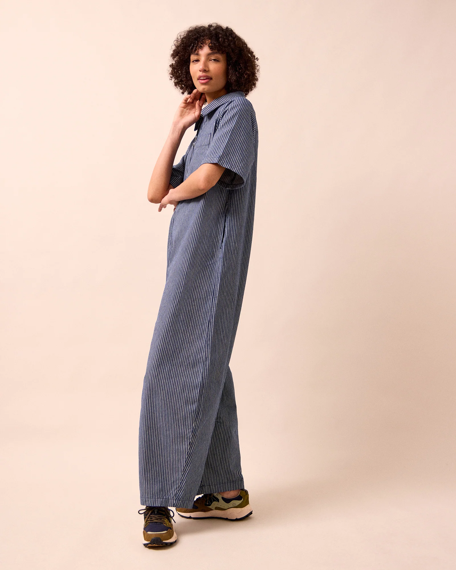 Juno Navy Hickory Stripe Denim Jumpsuit - Image 3