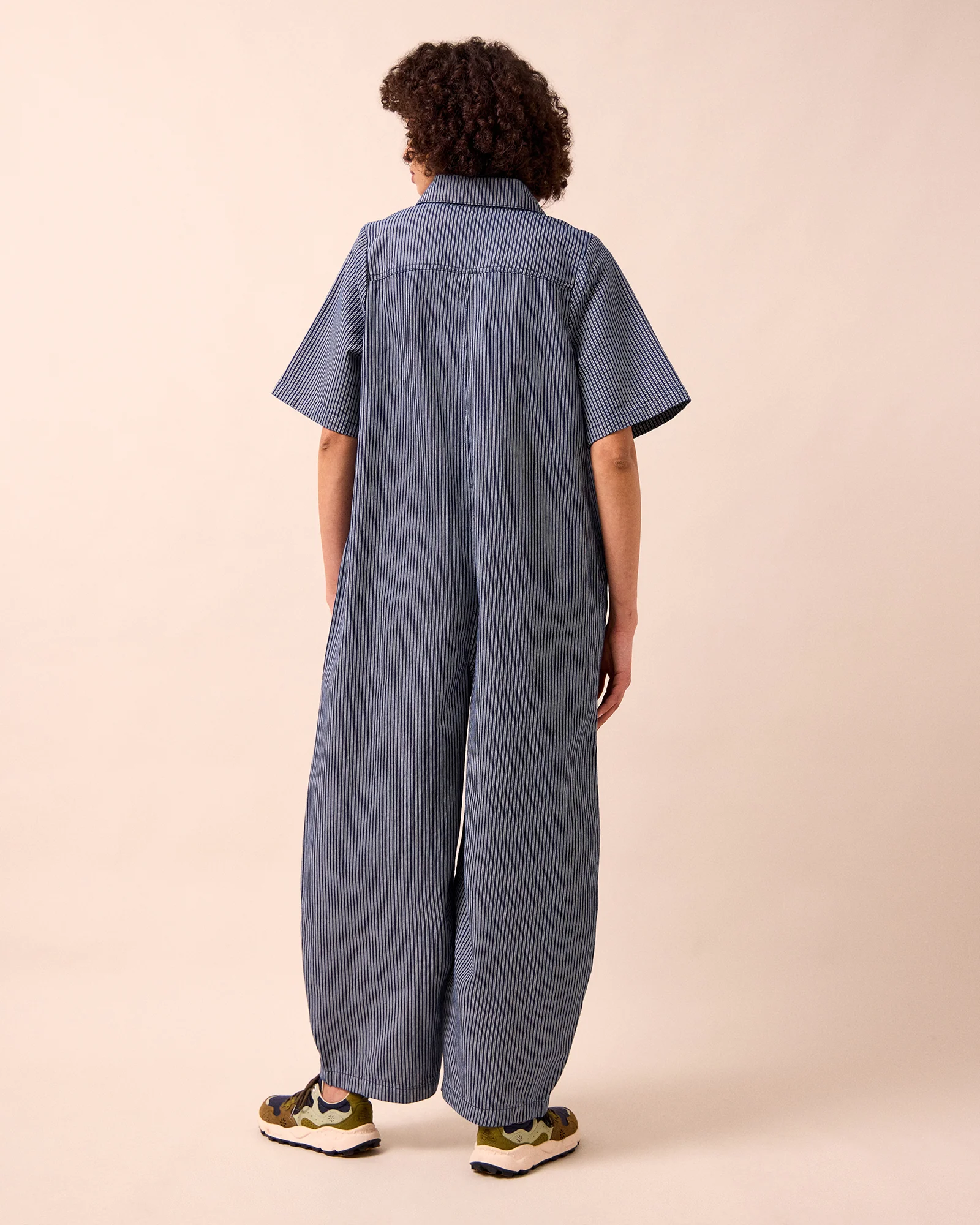Juno Navy Hickory Stripe Denim Jumpsuit - Image 4