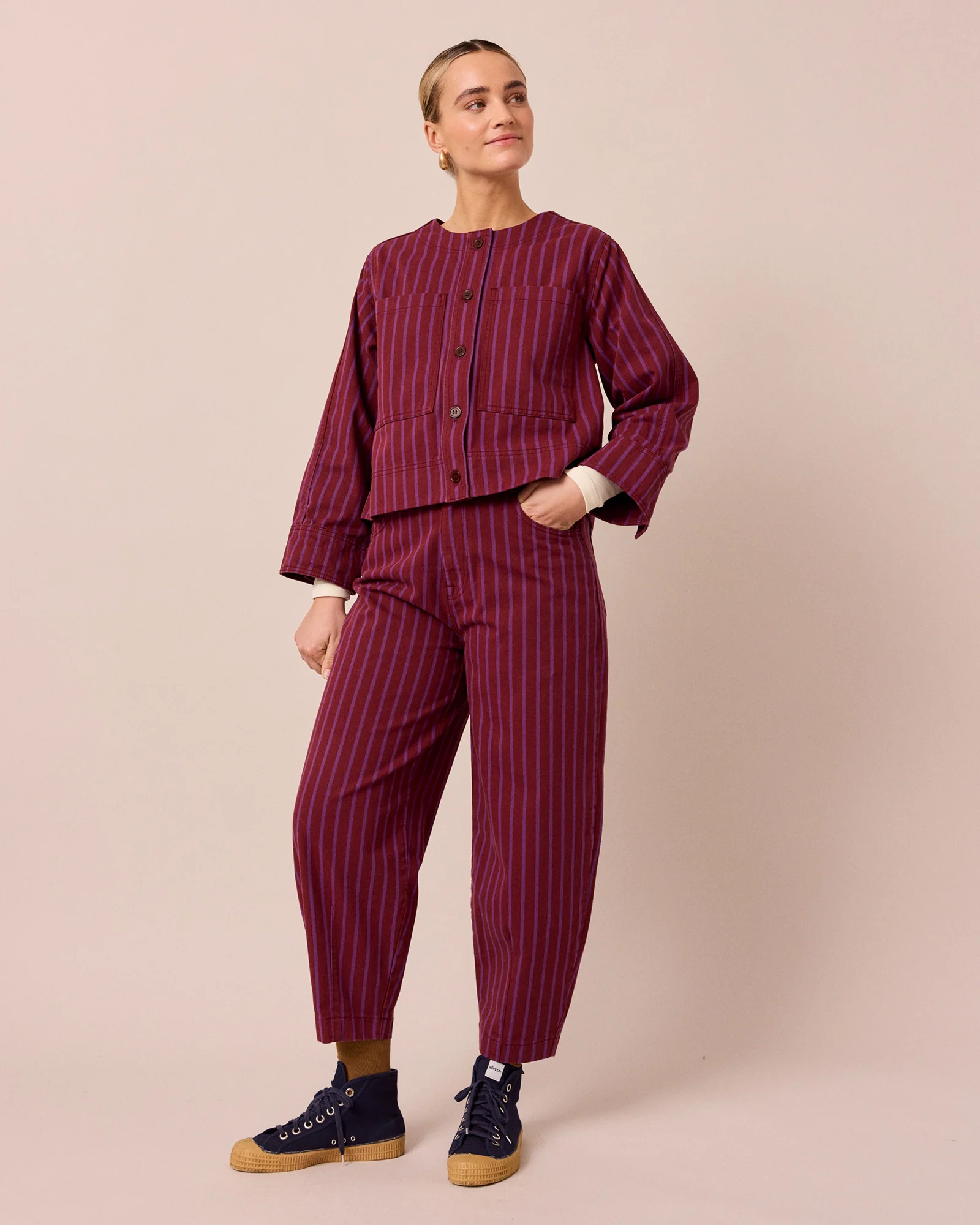 Kat Russet & Violet Stripe Denim Jacket - Image 4
