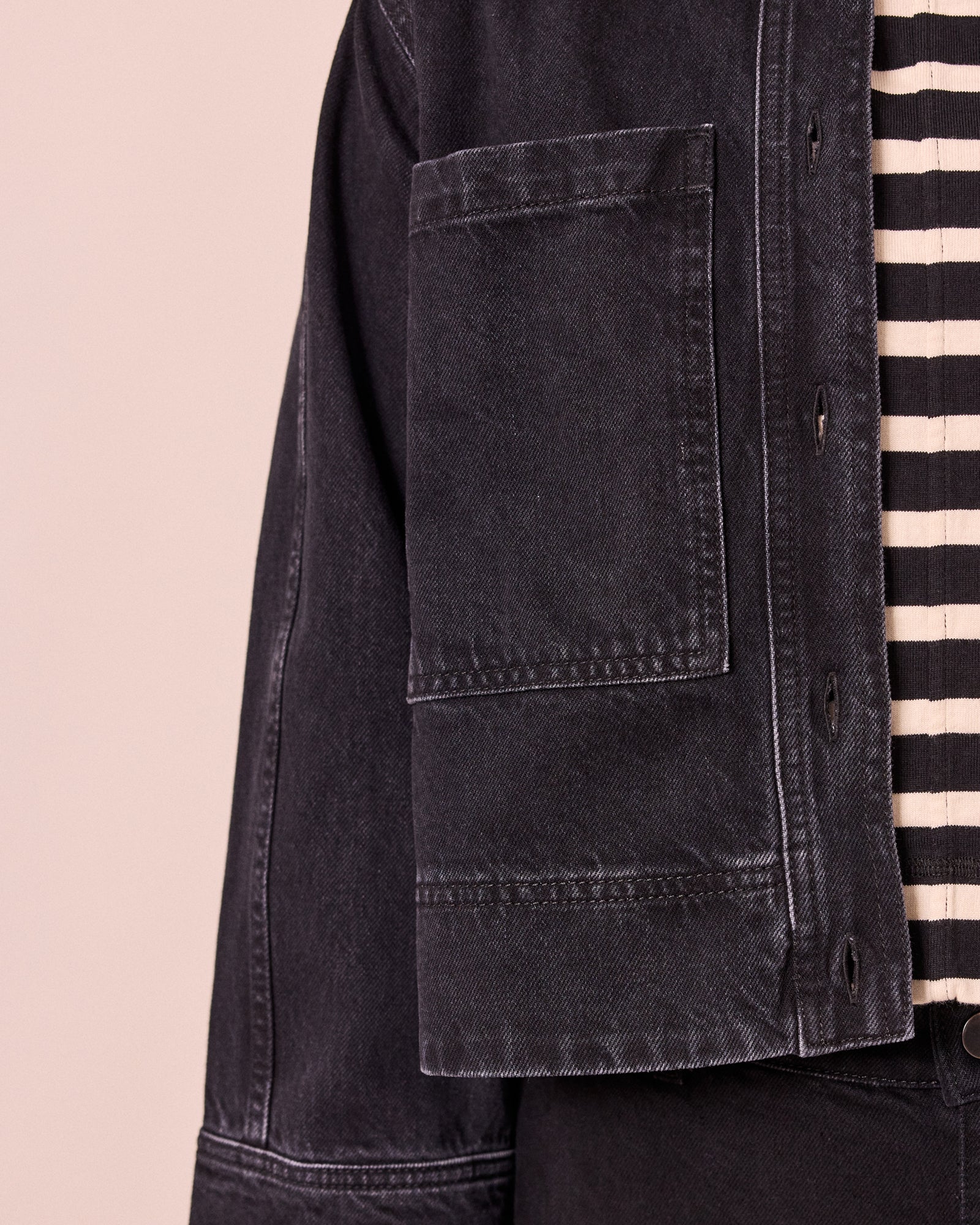 Kat Washed Black Denim Jacket - Image 3