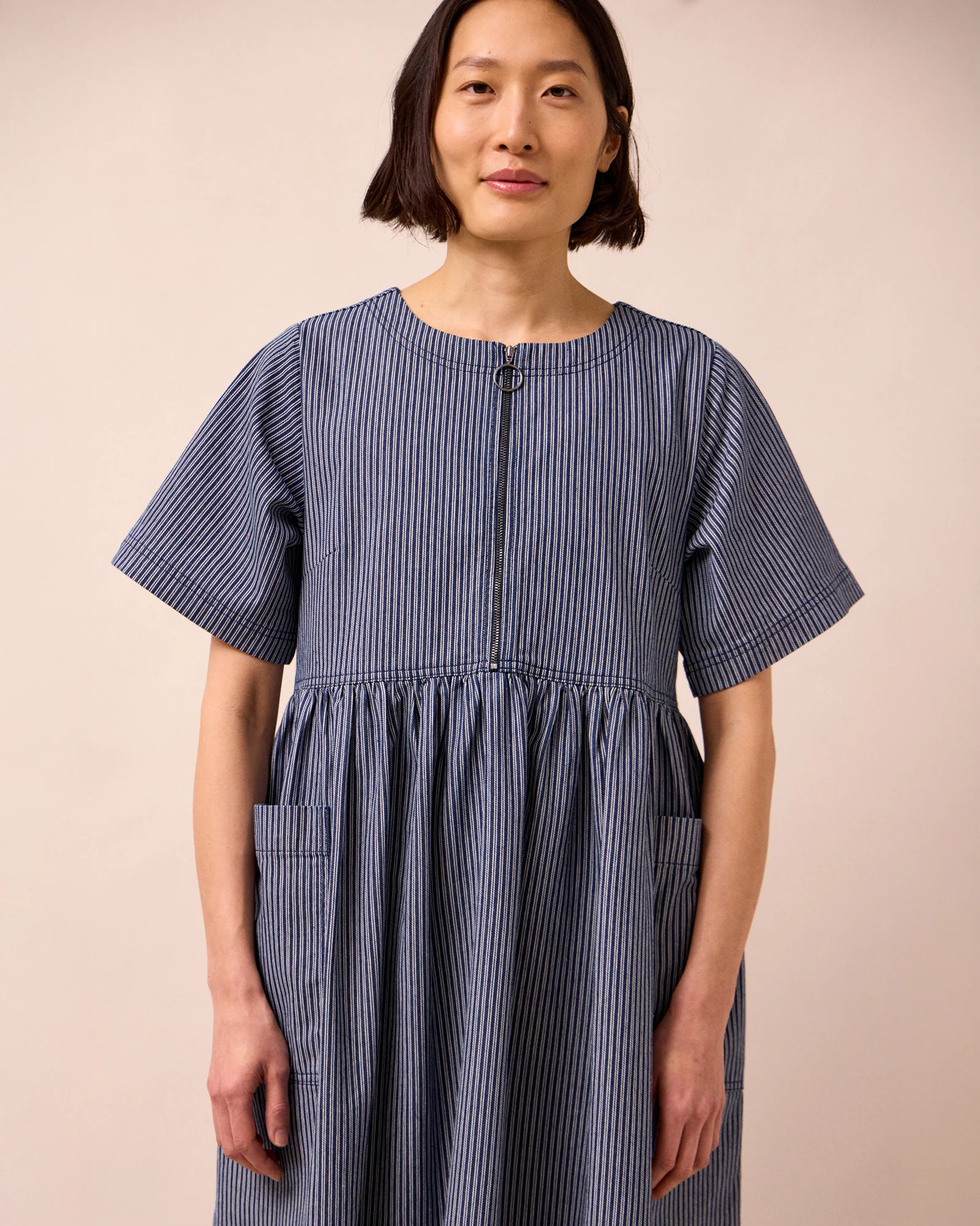Kera Navy Hickory Stripe Denim Dress - Image 4