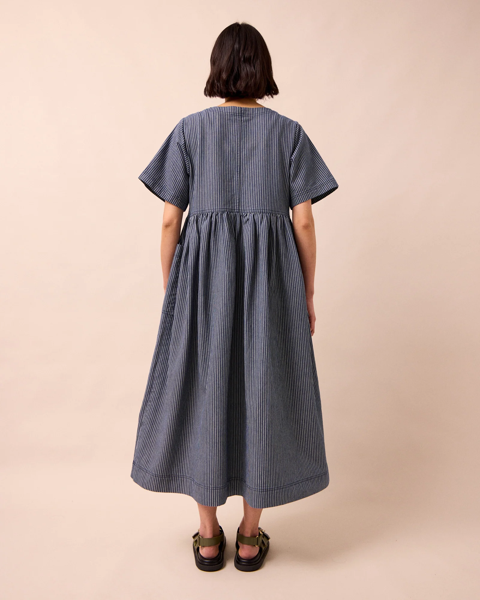 Kera Navy Hickory Stripe Denim Dress - Image 6