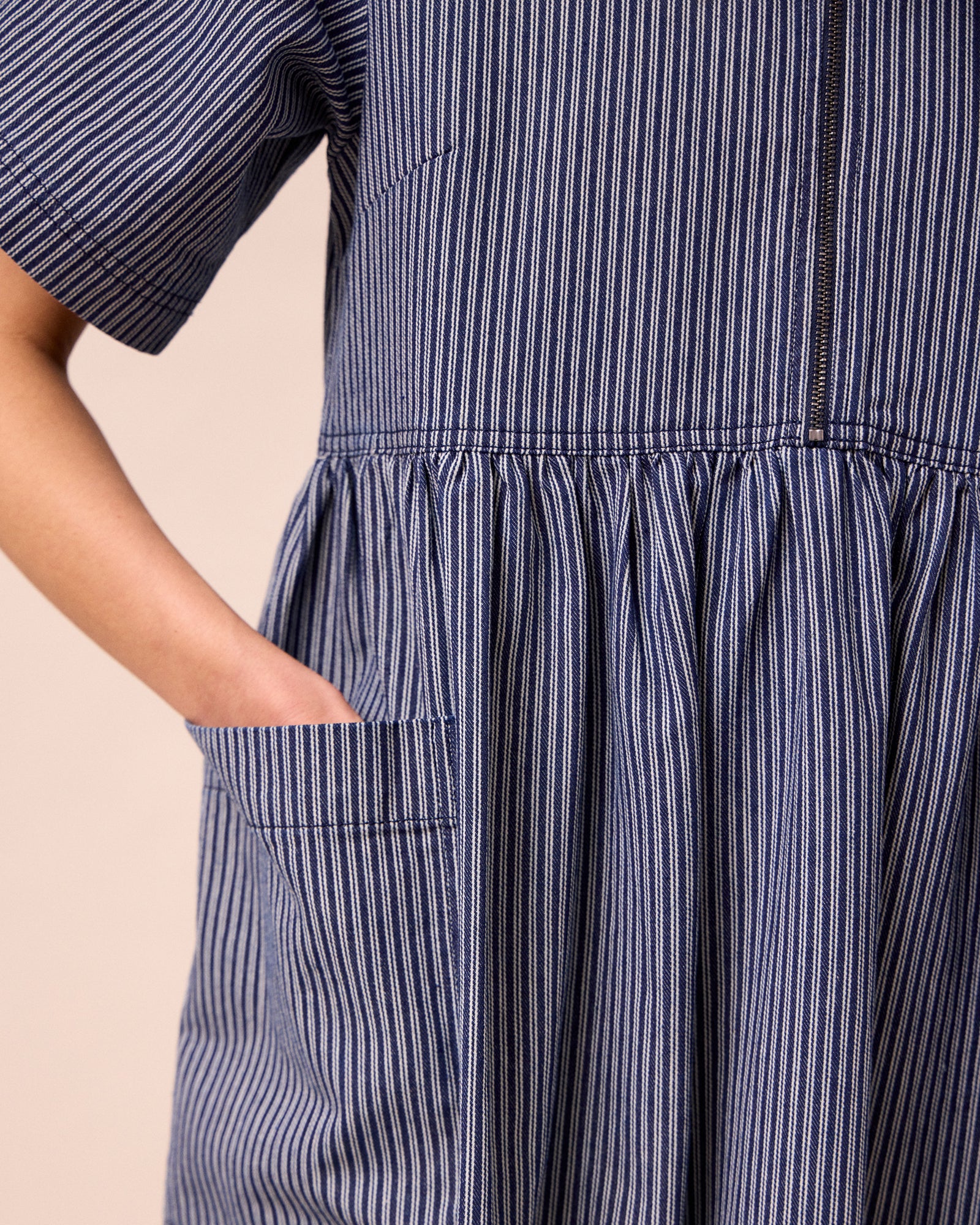 Kera Navy Hickory Stripe Denim Dress - Image 7
