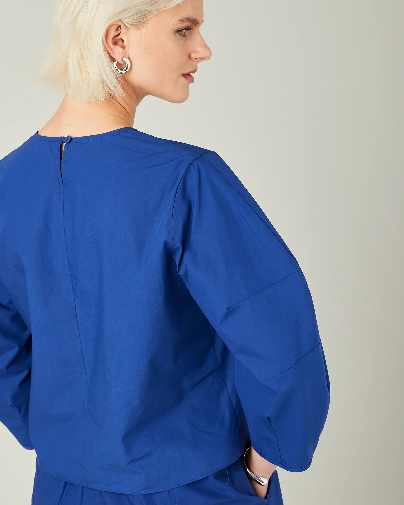 Lena Cobalt Cotton Poplin Top - Image 6