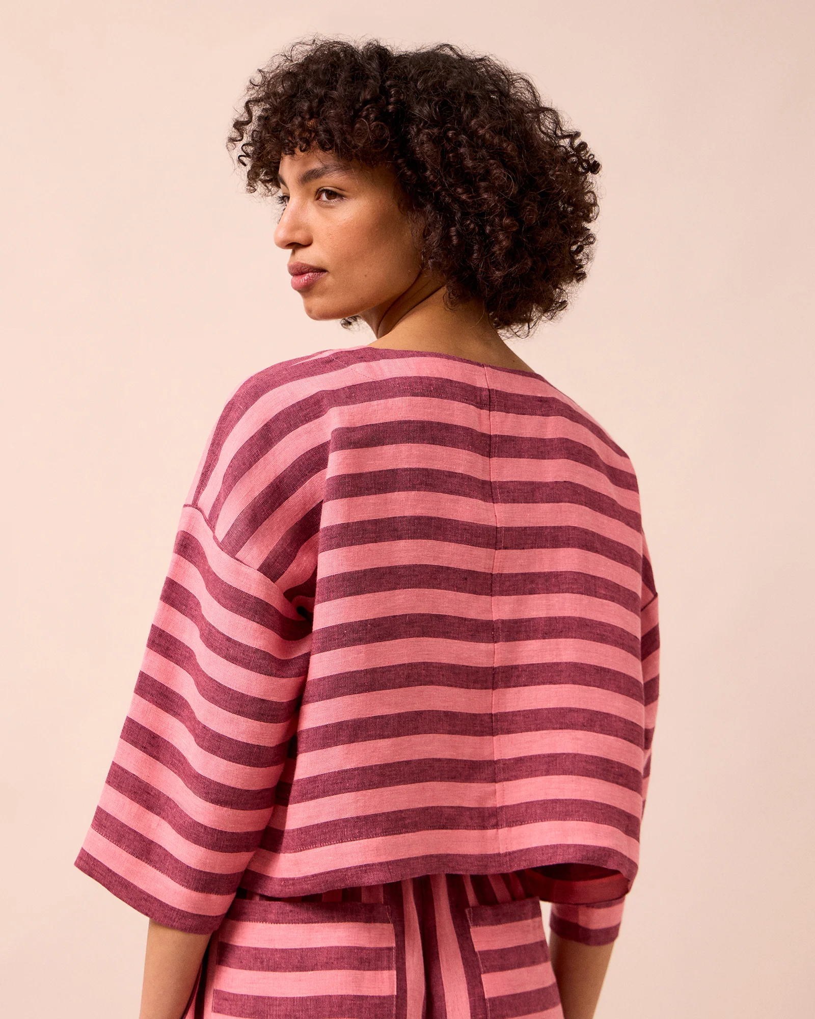 Lily Fiesta Pink Stripe Linen Top - Image 4