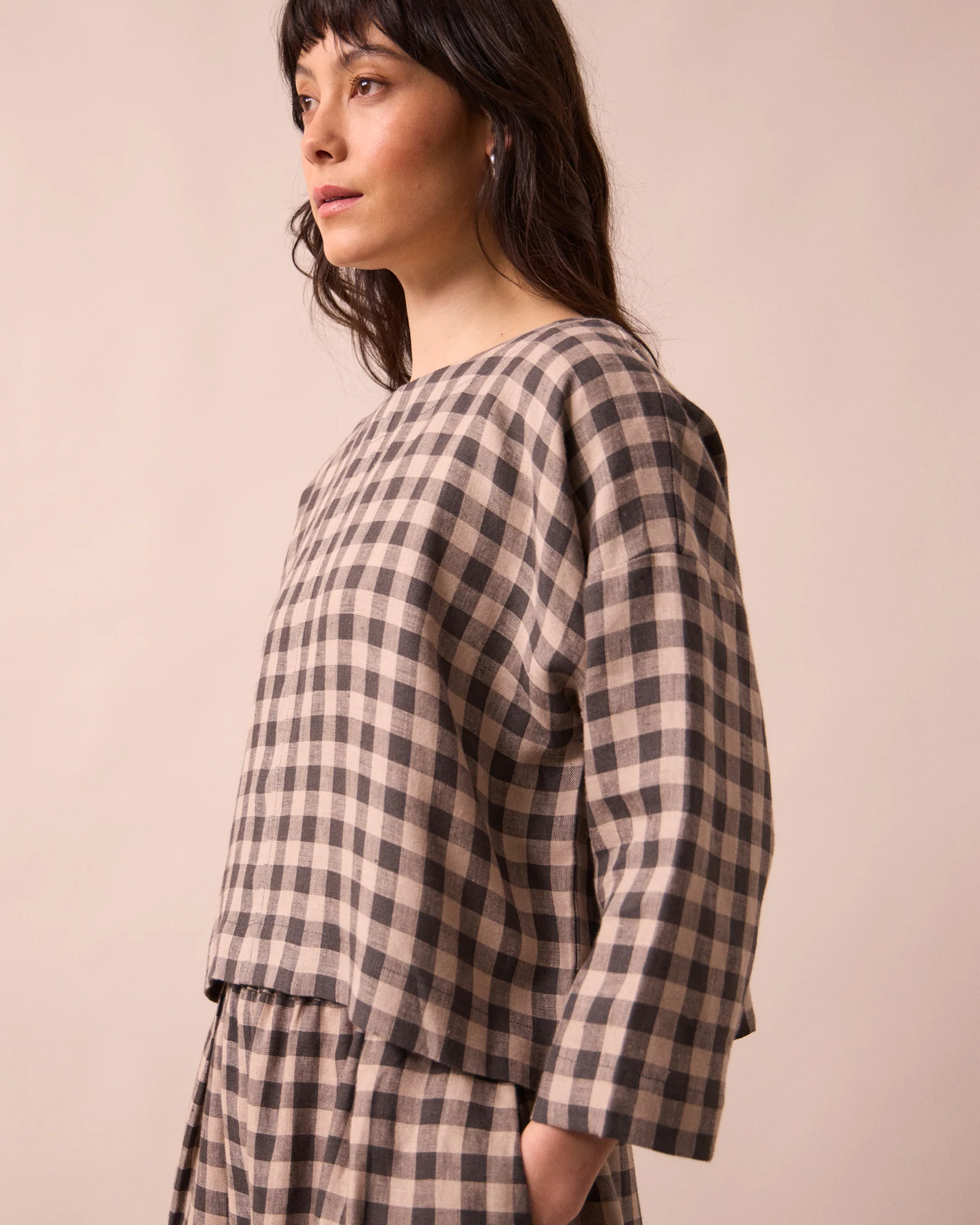 Lily Stone Gingham Linen Top - Image 2