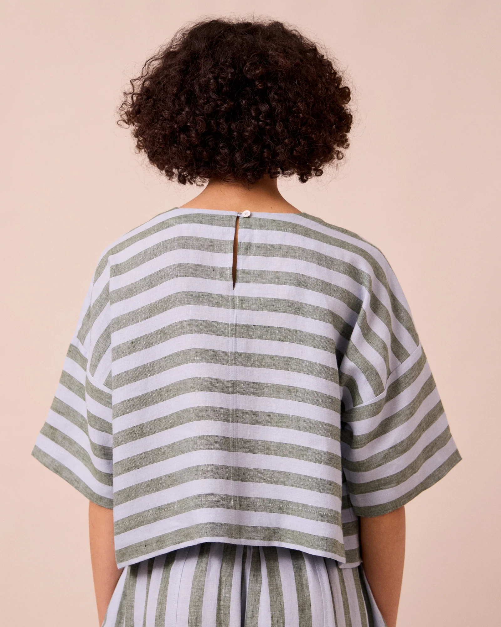 Lisa Aloe Stripe Linen Top - Image 4