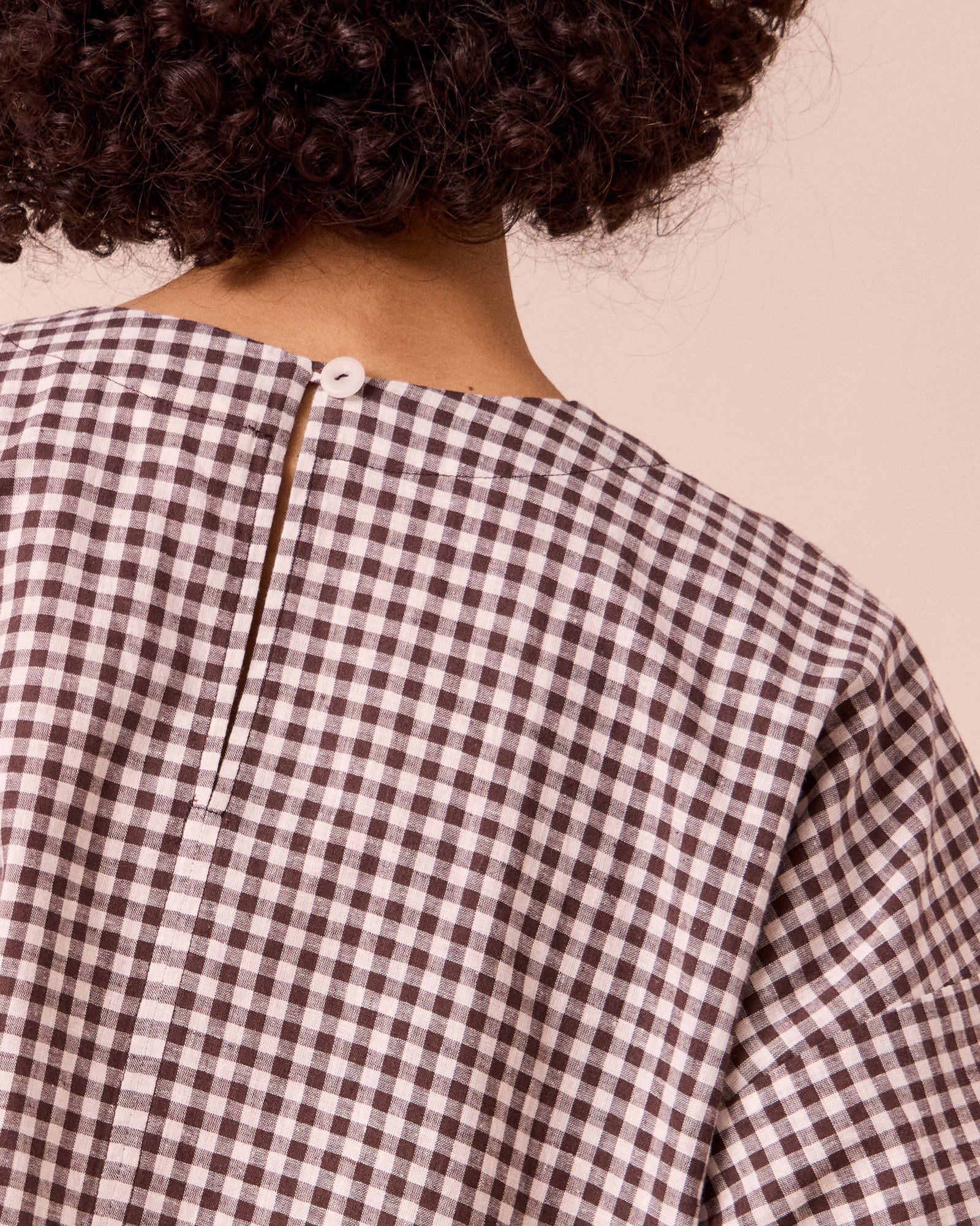 Lisa Ganache Gingham Cotton Linen Top - Image 5