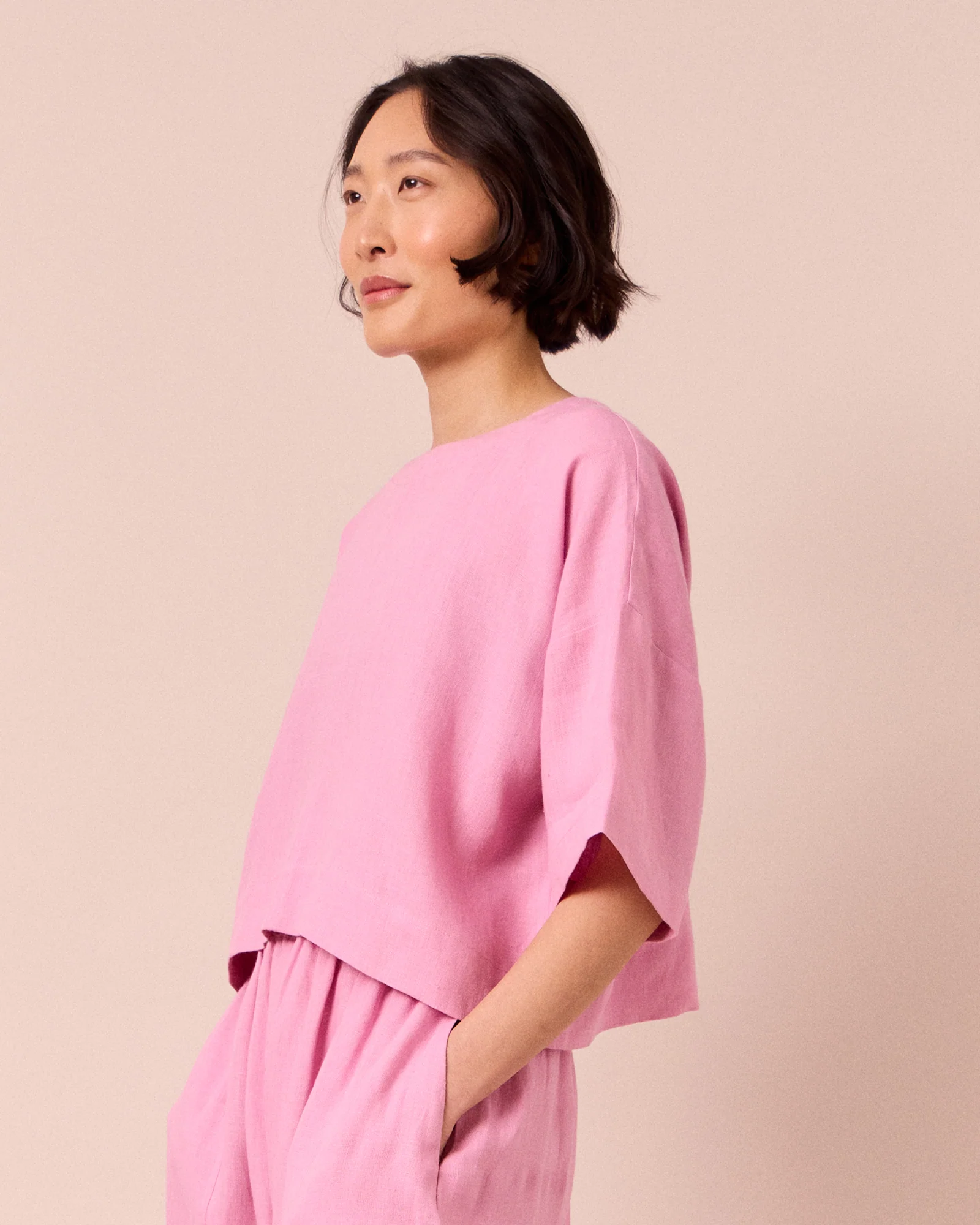 Lisa Rose Pink Linen Top - Image 4