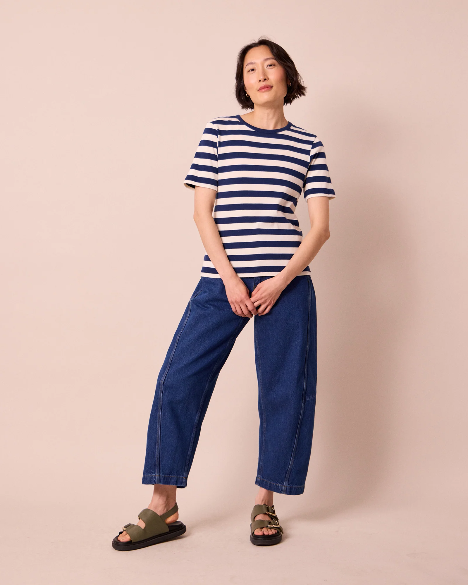 Lottie Ecru and French Navy Stripe Jersey T-Shirt - Image 3