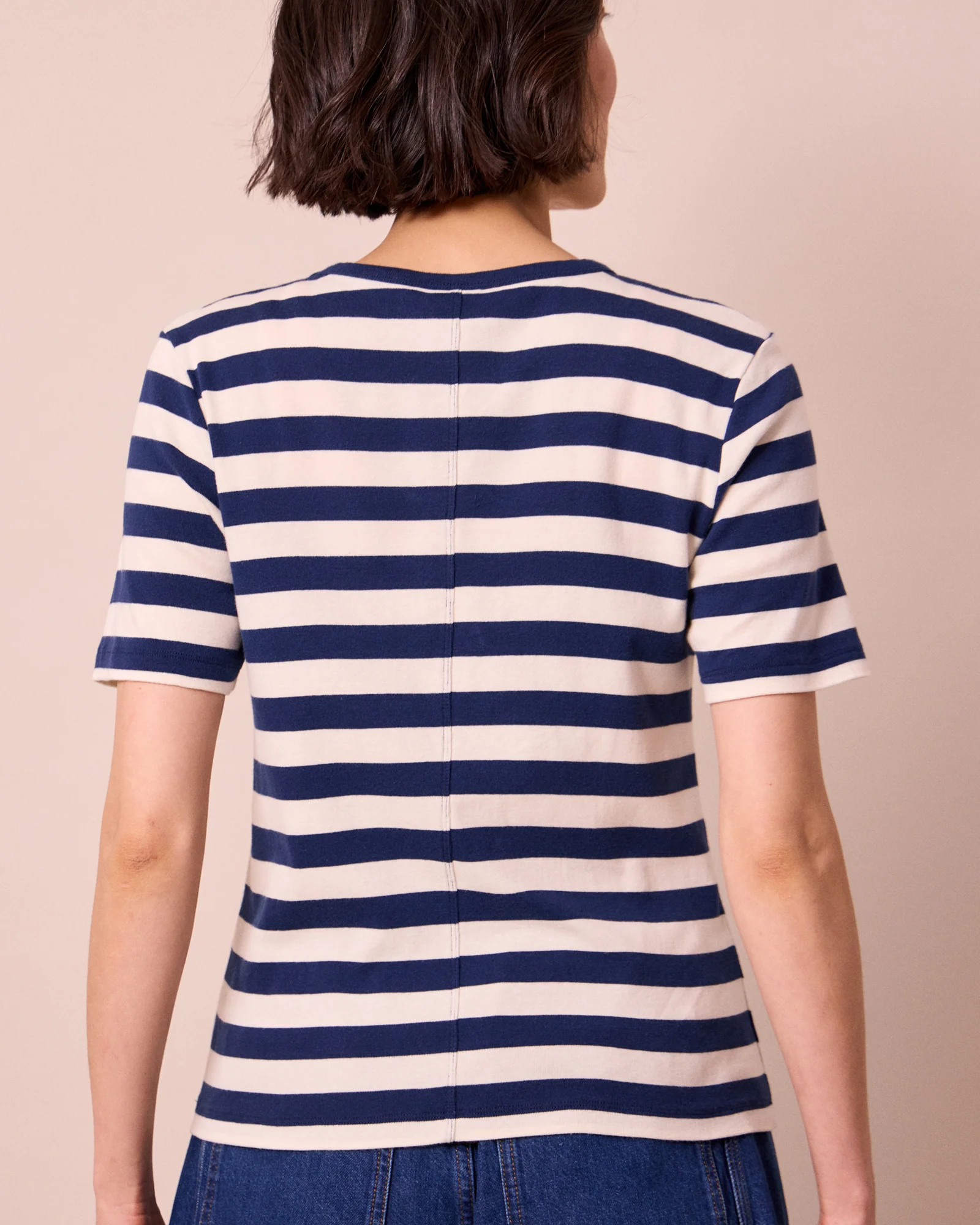 Lottie Ecru and French Navy Stripe Jersey T-Shirt - Image 4