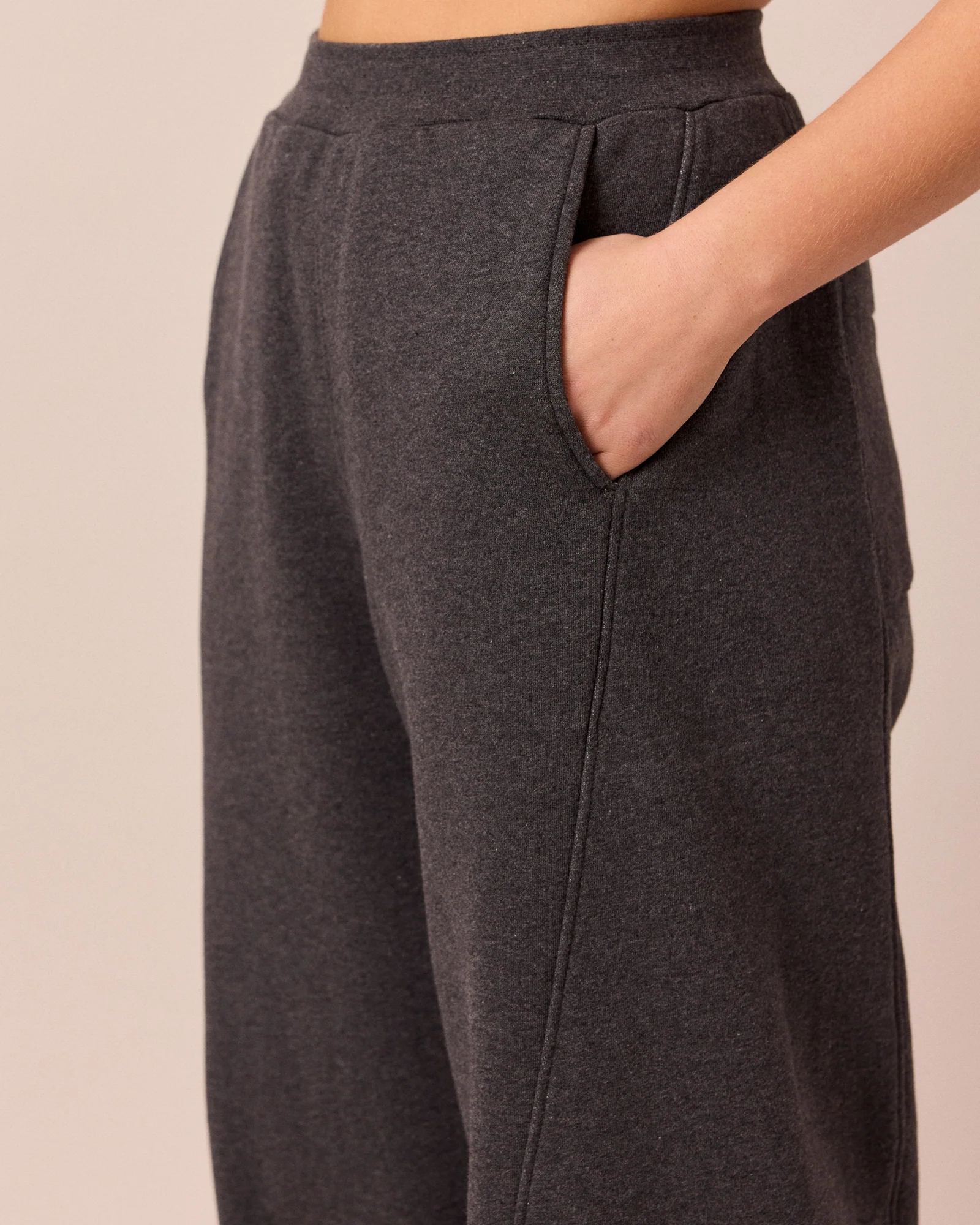 Lyra Charcoal Marl Fleeceback Jersey Trousers - Image 3