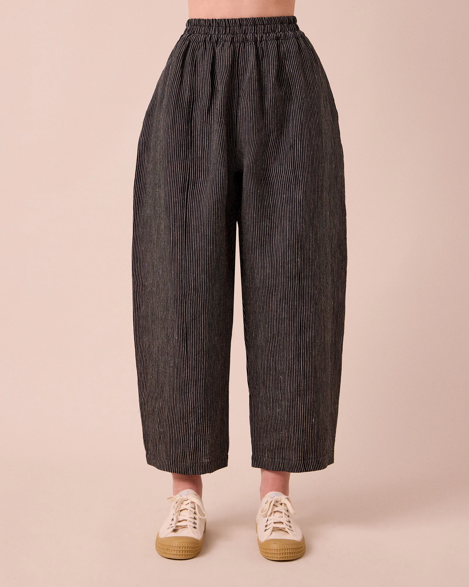 Mabel Black & Ecru Pencil Stripe Linen Trousers - Image 3