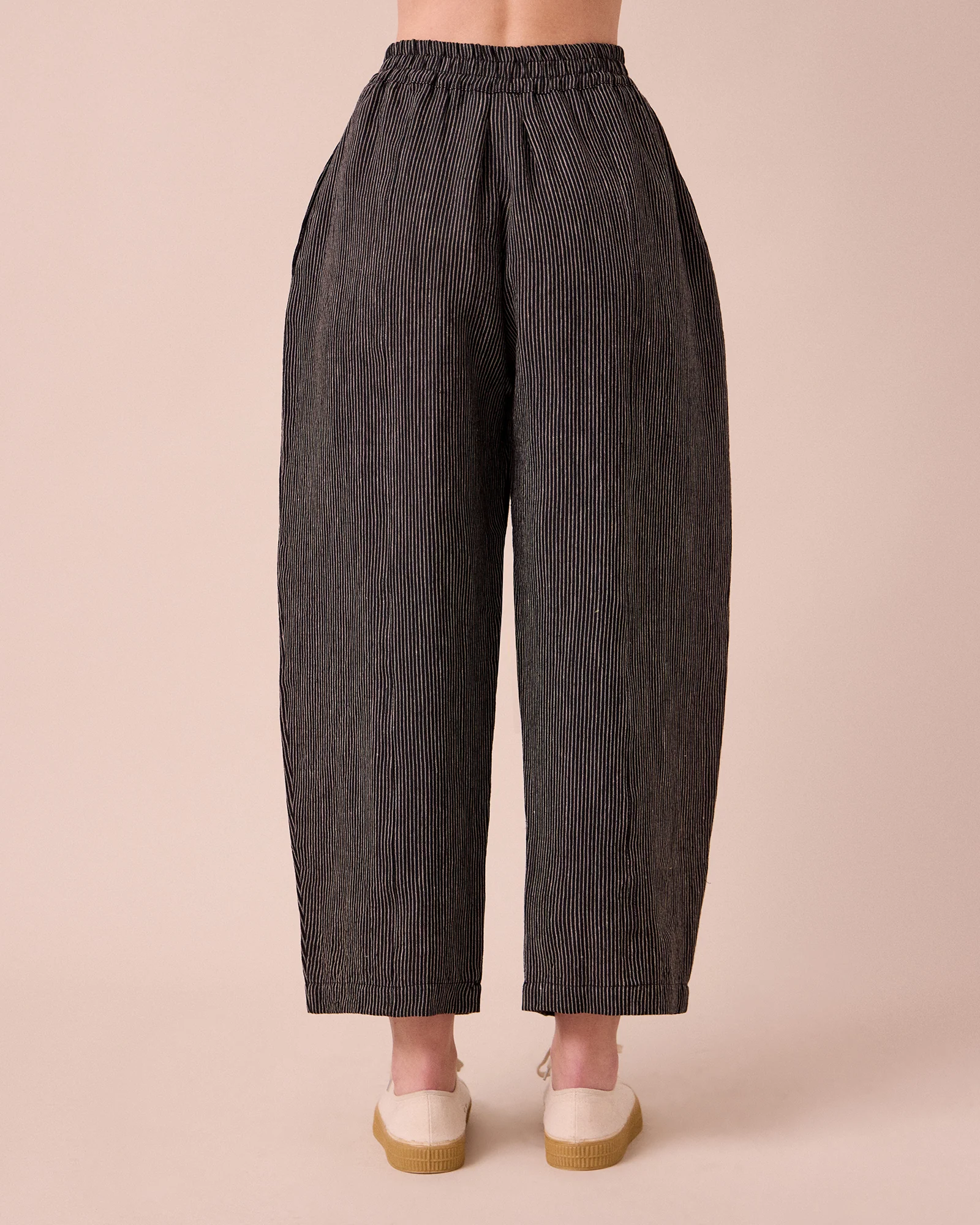 Mabel Black & Ecru Pencil Stripe Linen Trousers - Image 4