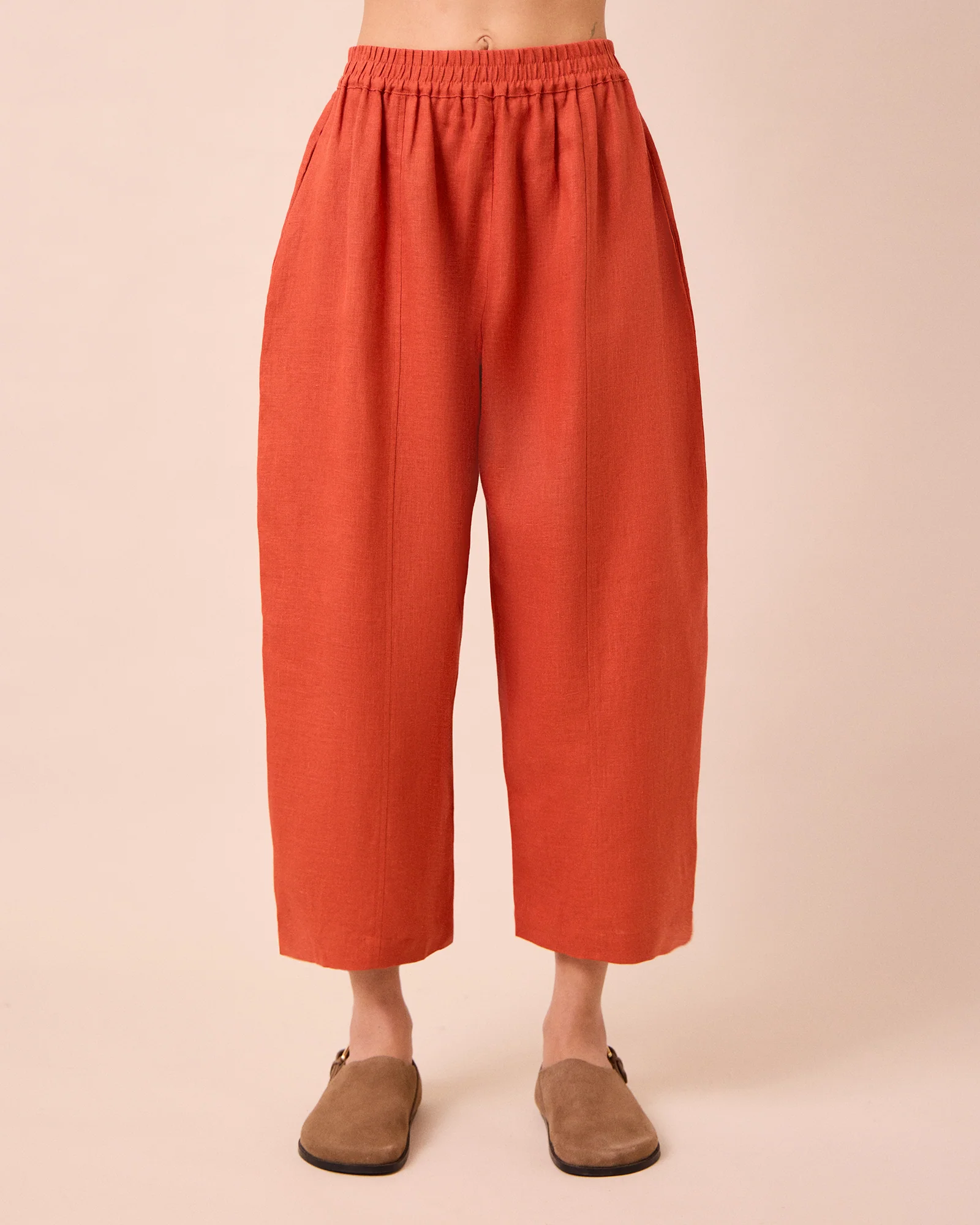 Mabel Burnt Orange Linen Trousers - Image 3