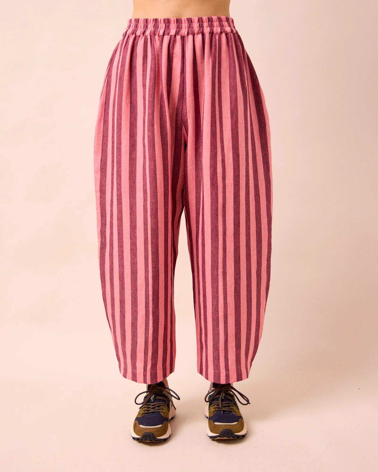 Mabel Fiesta Pink Stripe Linen Trousers - Image 3