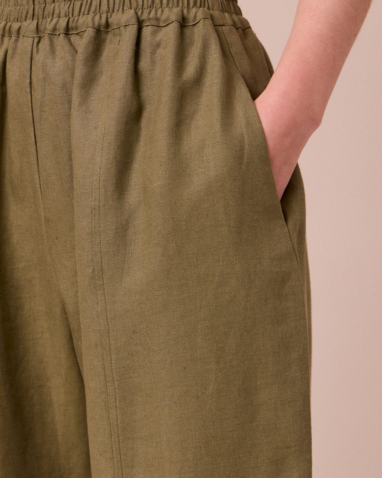 Mabel - Khaki Linen Trousers - Image 5