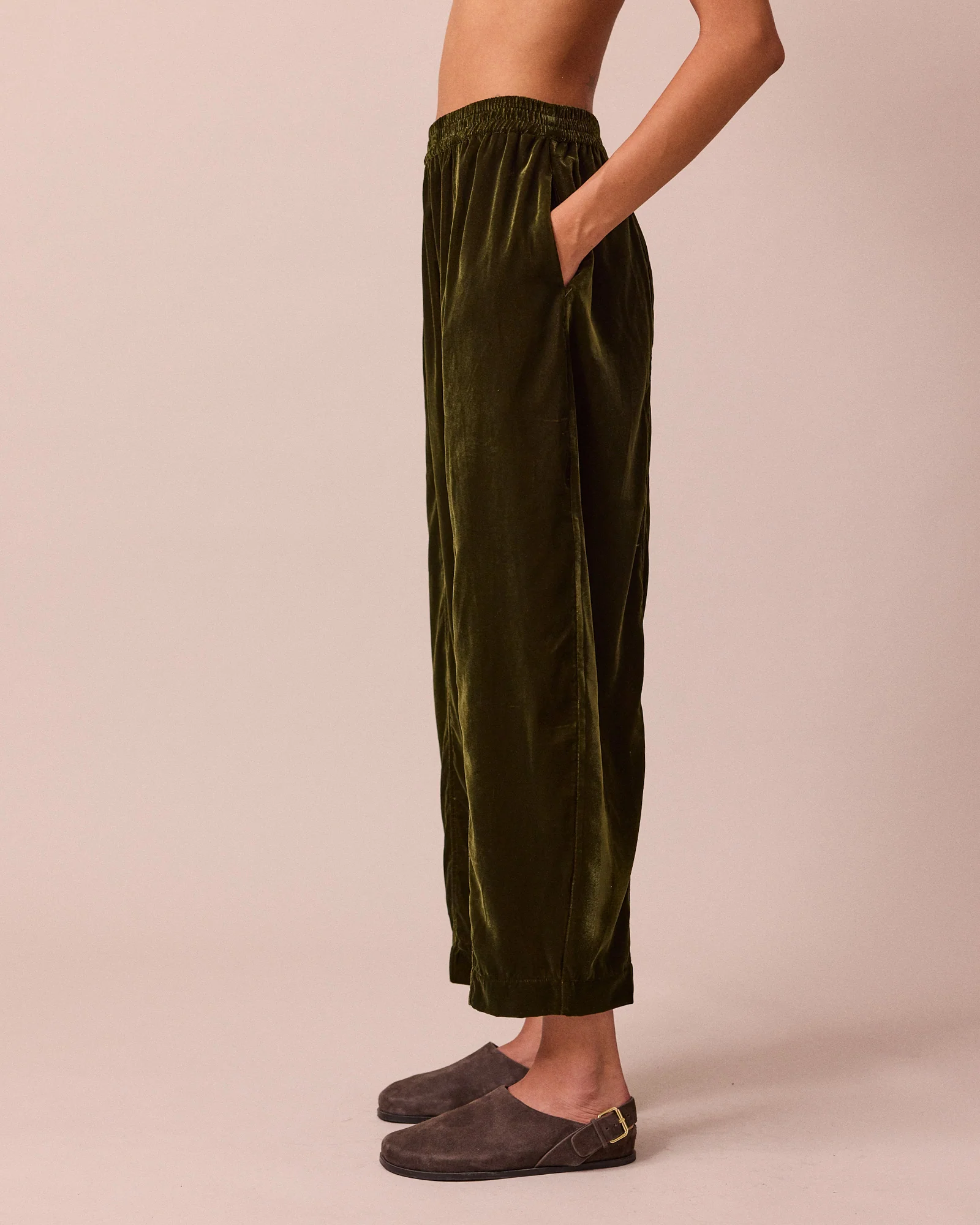Mabel Moss Green Velvet Trousers - Image 4