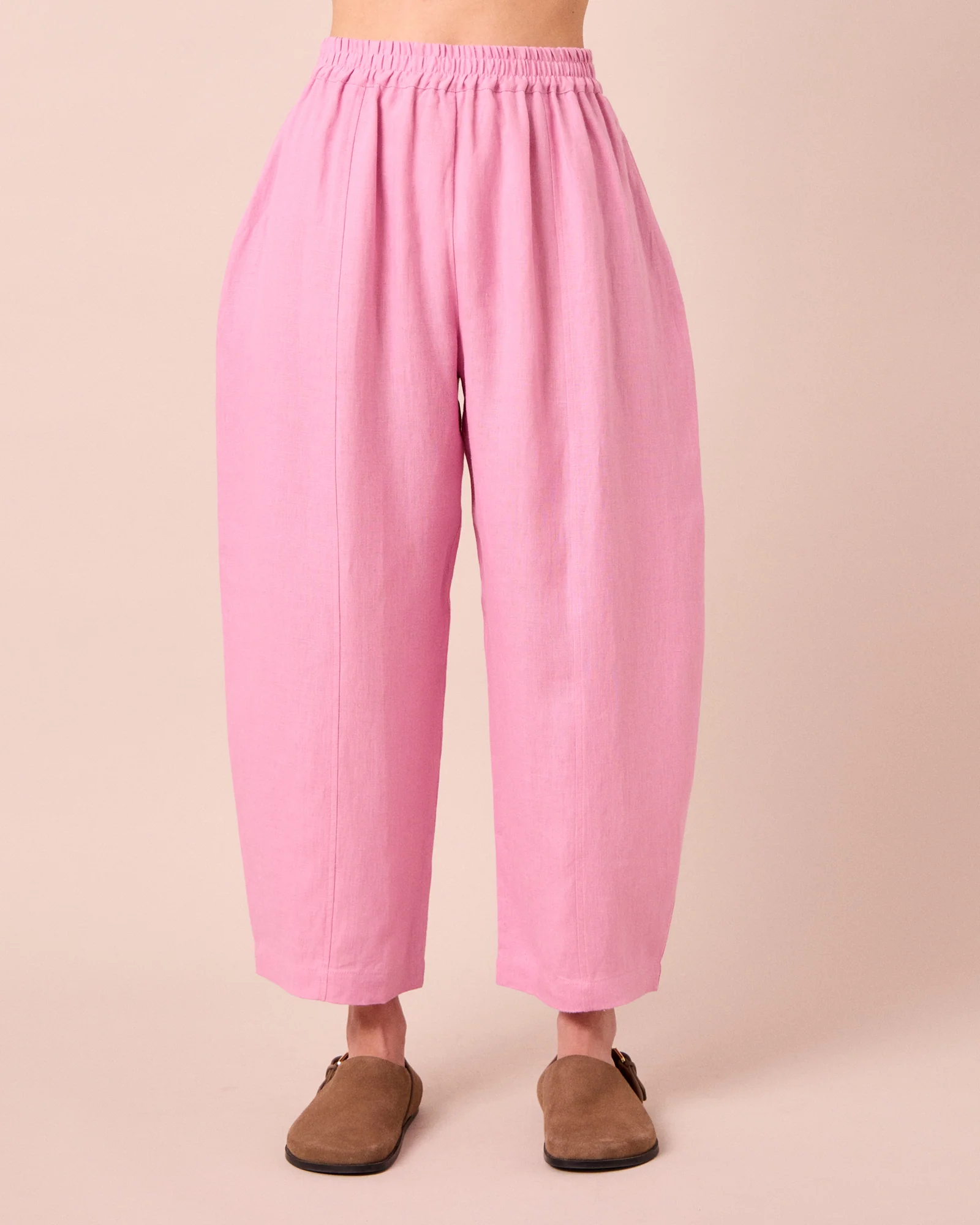 Mabel Rose Pink Linen Trousers - Image 3