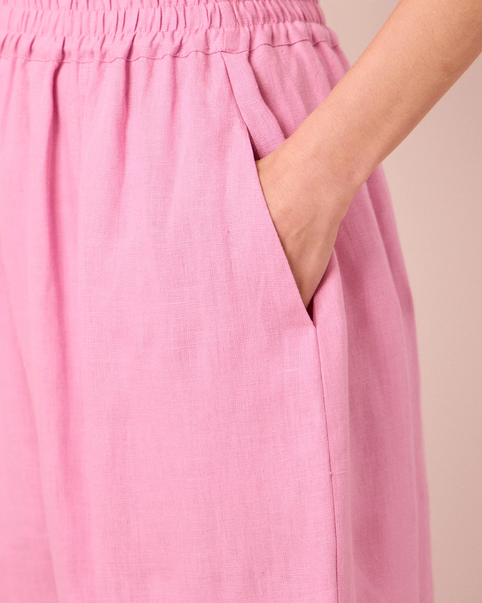 Mabel Rose Pink Linen Trousers - Image 5