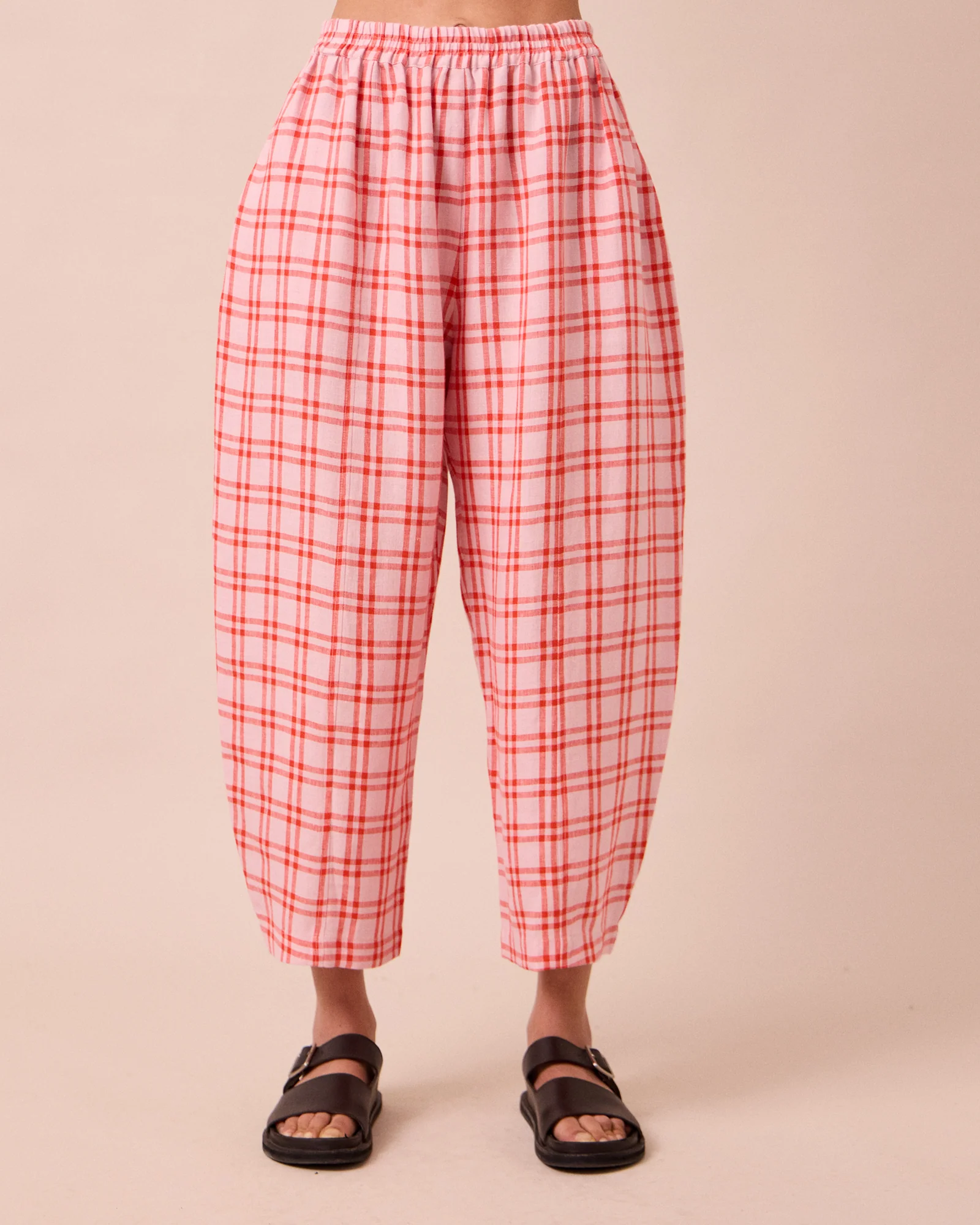Mabel Rosa Plaid Linen Trousers - Image 3