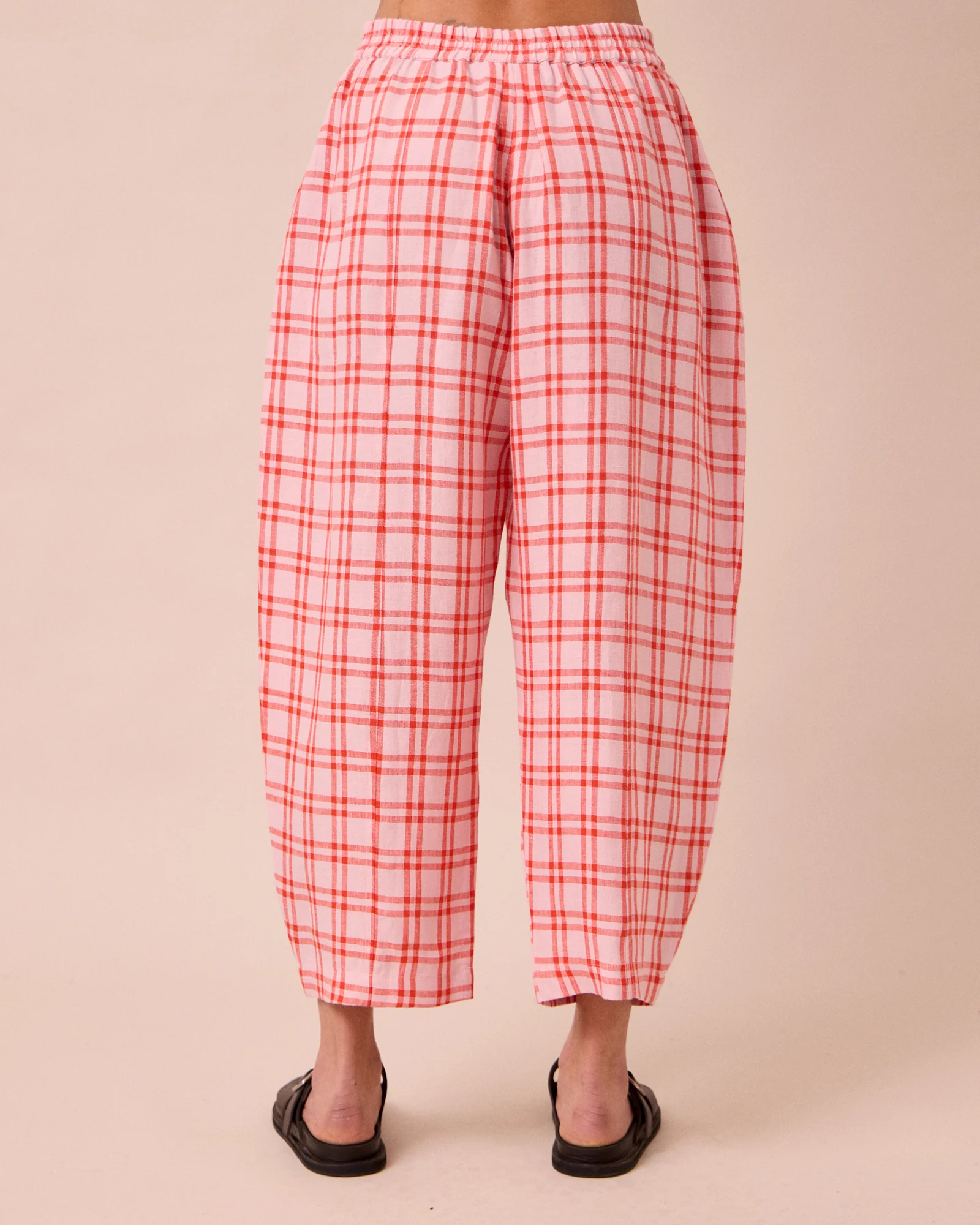 Mabel Rosa Plaid Linen Trousers - Image 4