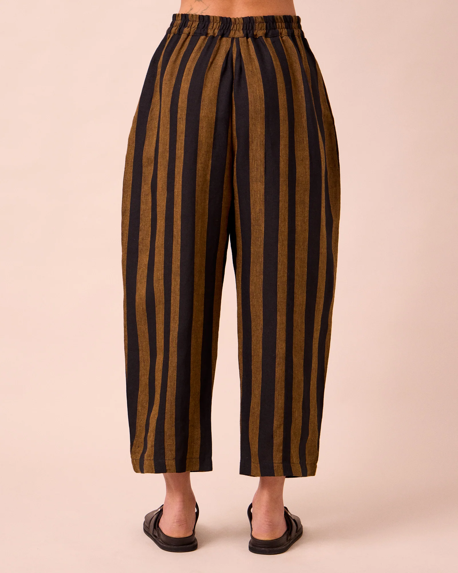 Mabel Rust & Black Stripe Linen Trousers - Image 4