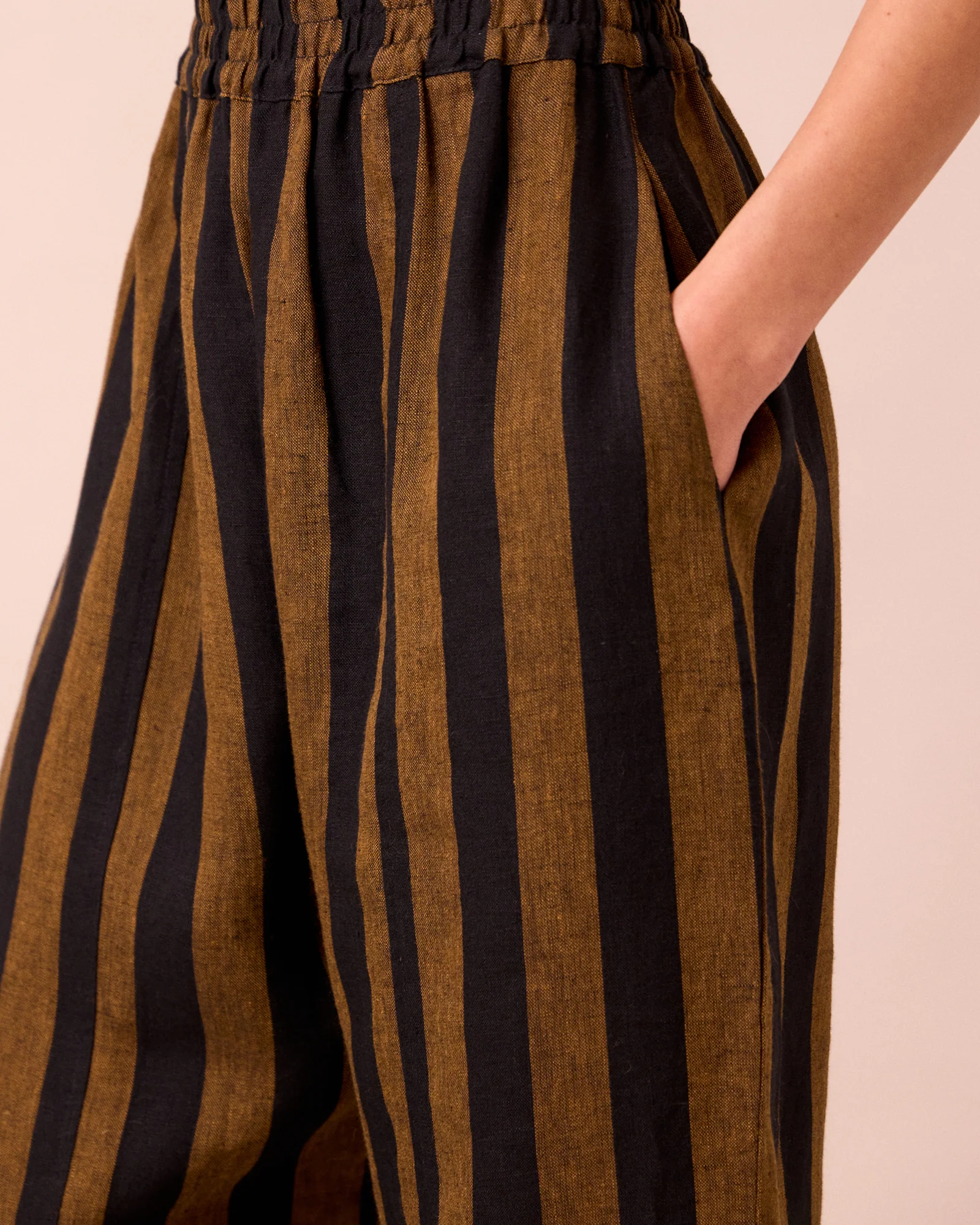 Mabel Rust & Black Stripe Linen Trousers - Image 5