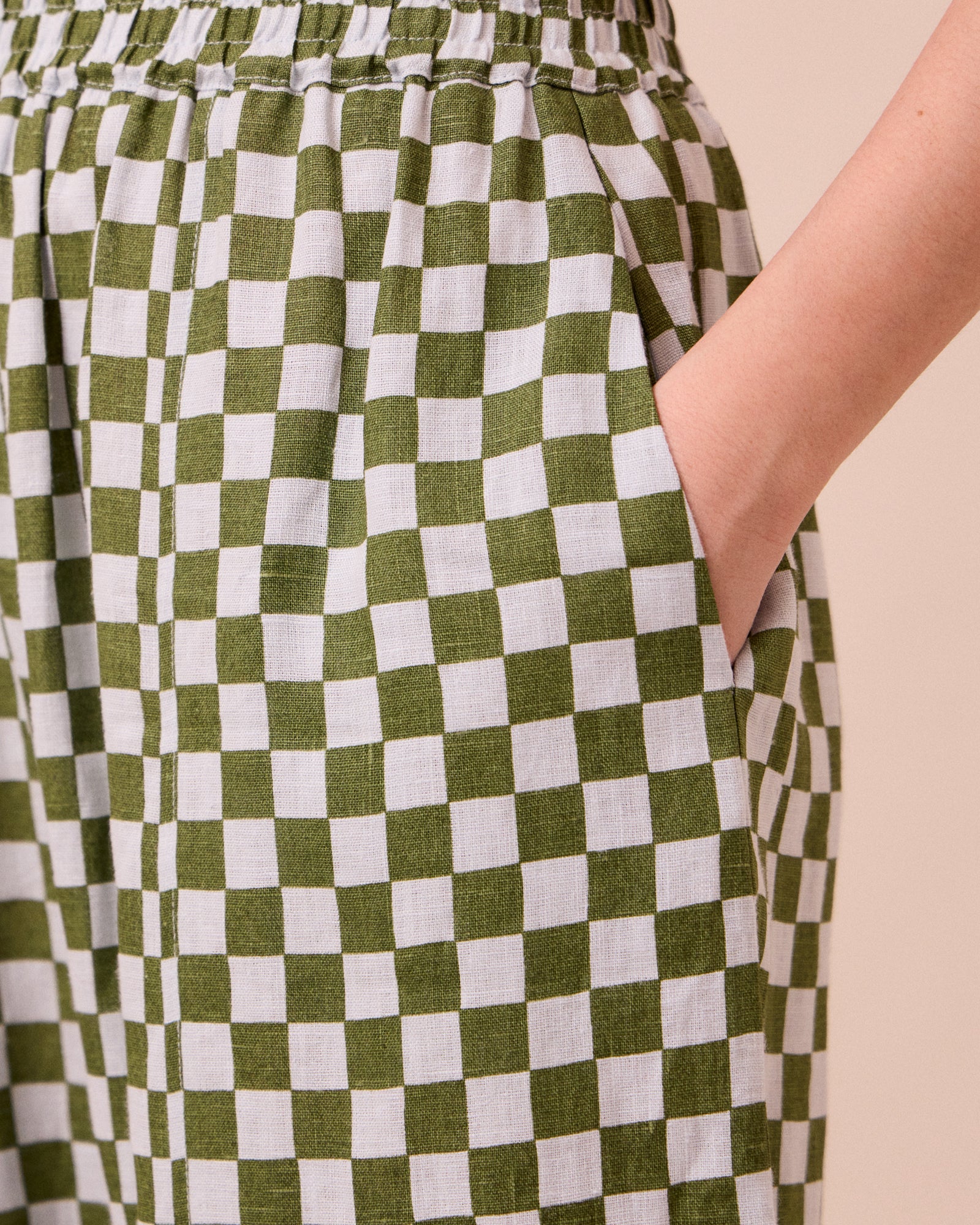 Mabel Sky Checkerboard Linen Trousers - Image 5