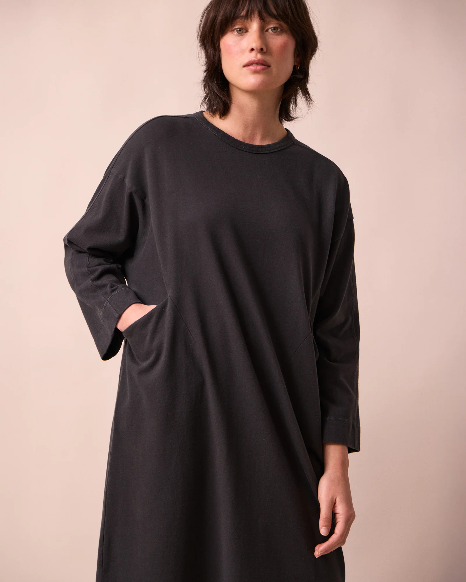 Mariam Washed Black Jersey Dress - Image 4