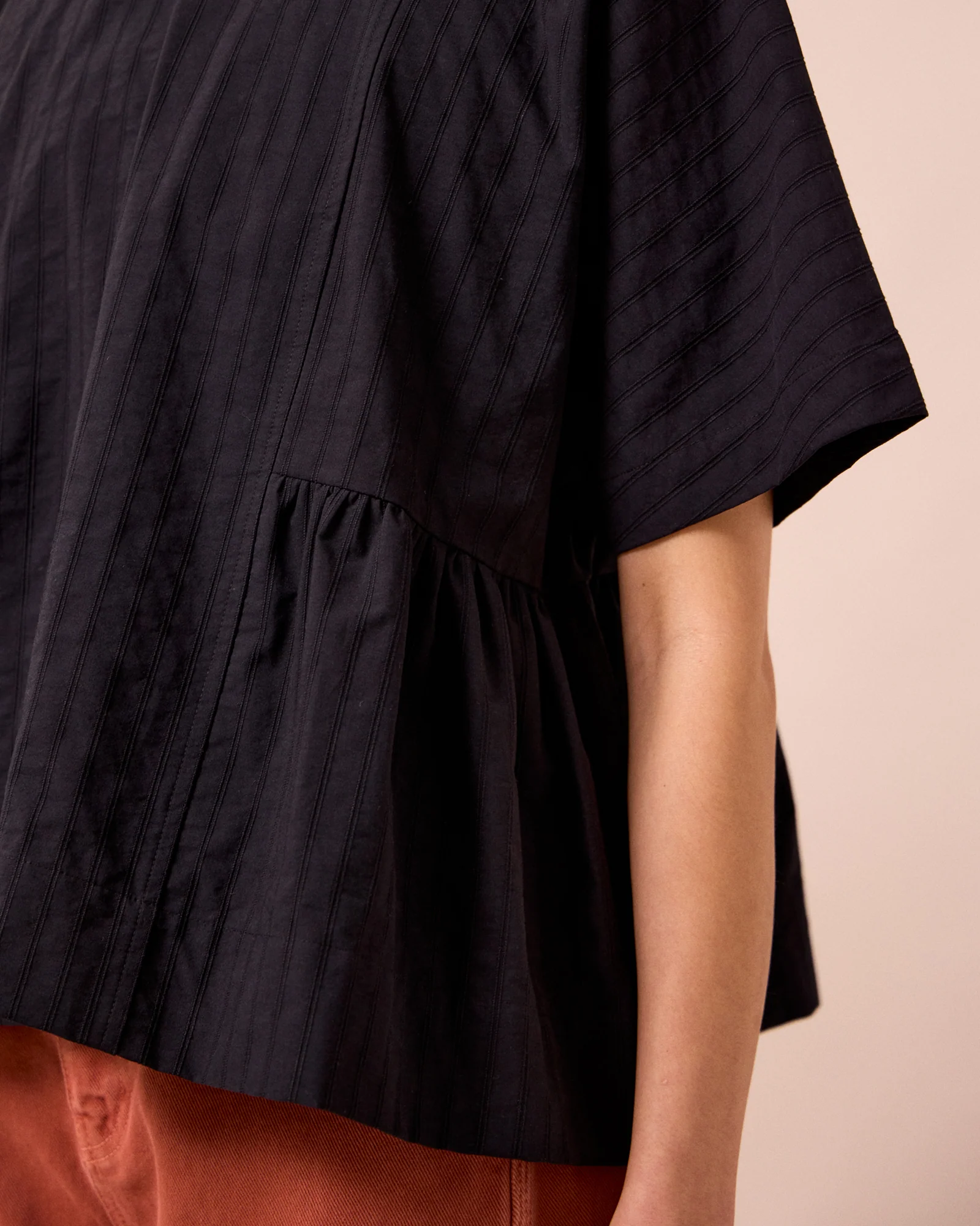 Marlow Black Self Stripe Cotton Top - Image 5