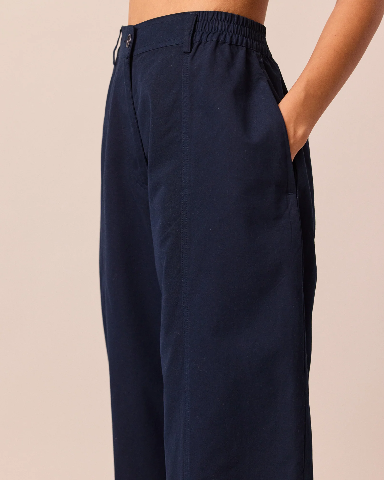 Millie Navy Cotton Trousers - Image 3
