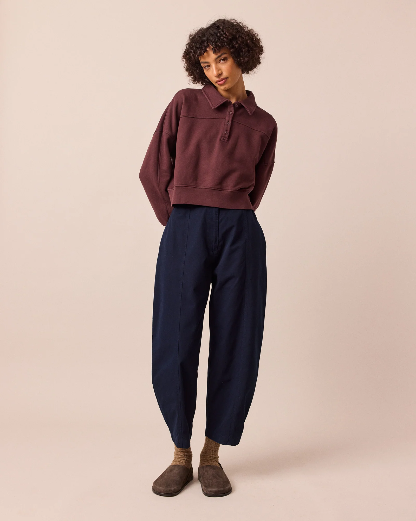 Millie Navy Cotton Trousers - Image 4
