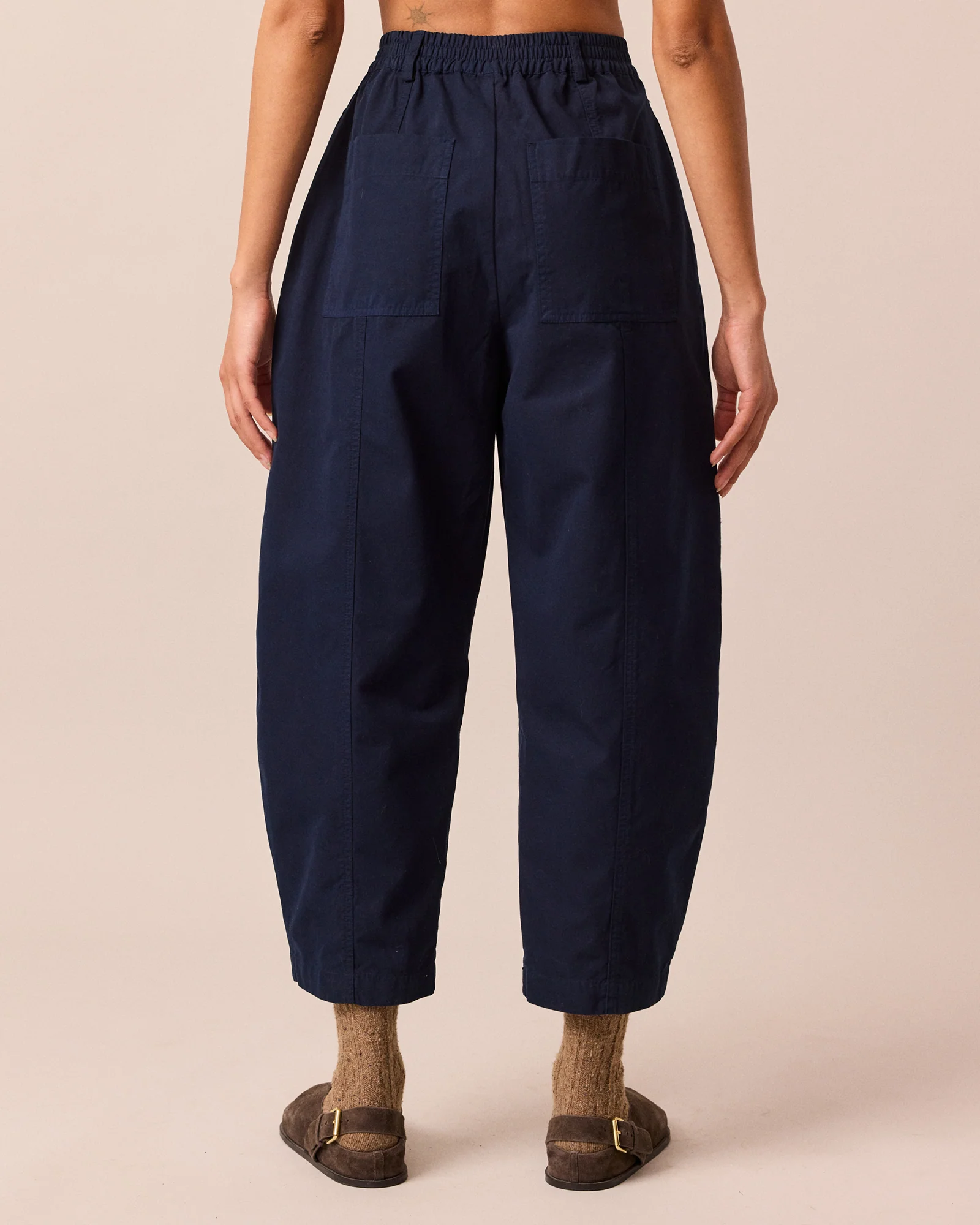 Millie Navy Cotton Trousers - Image 5