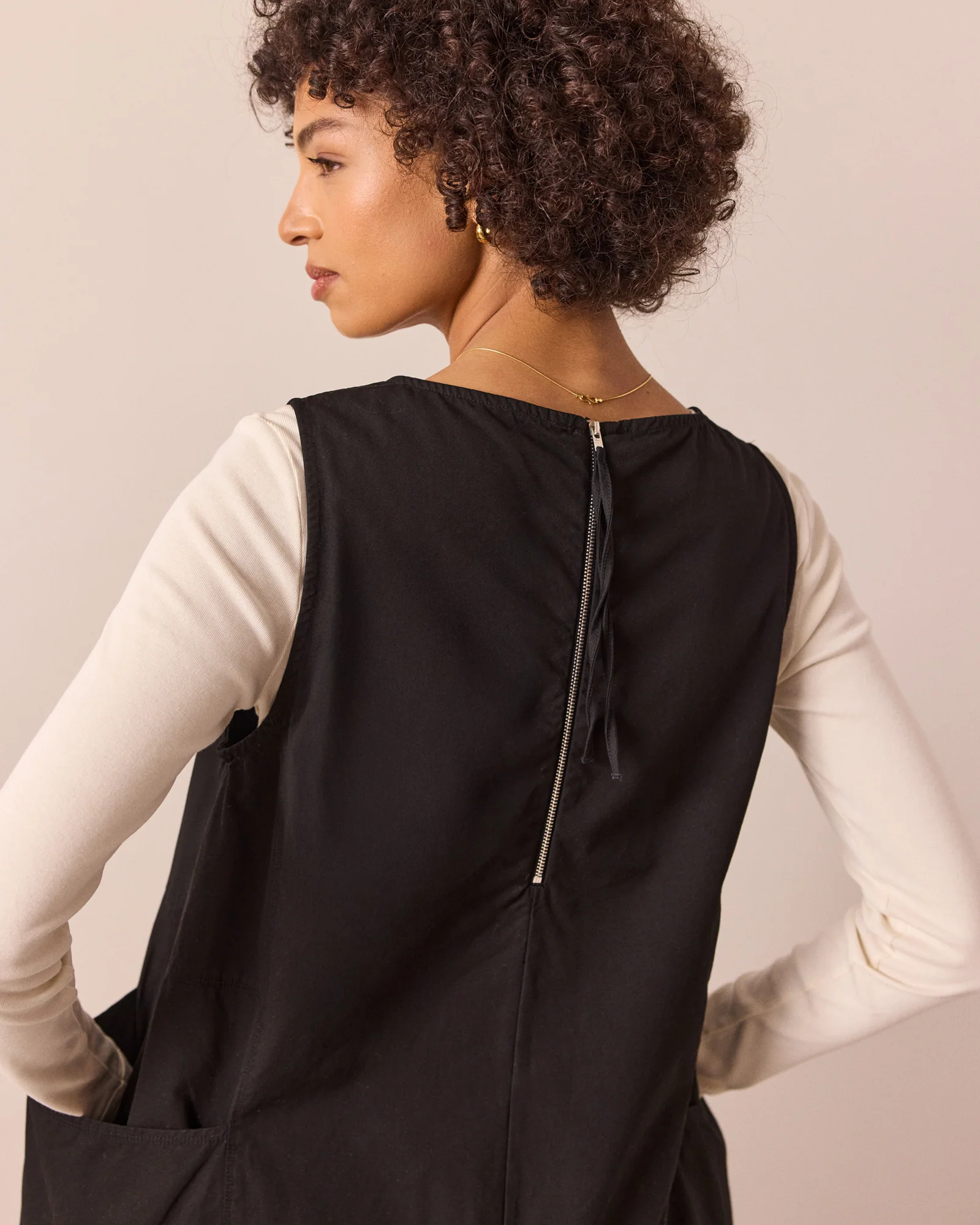 Naima Black Heavy Cotton Dress - Image 3