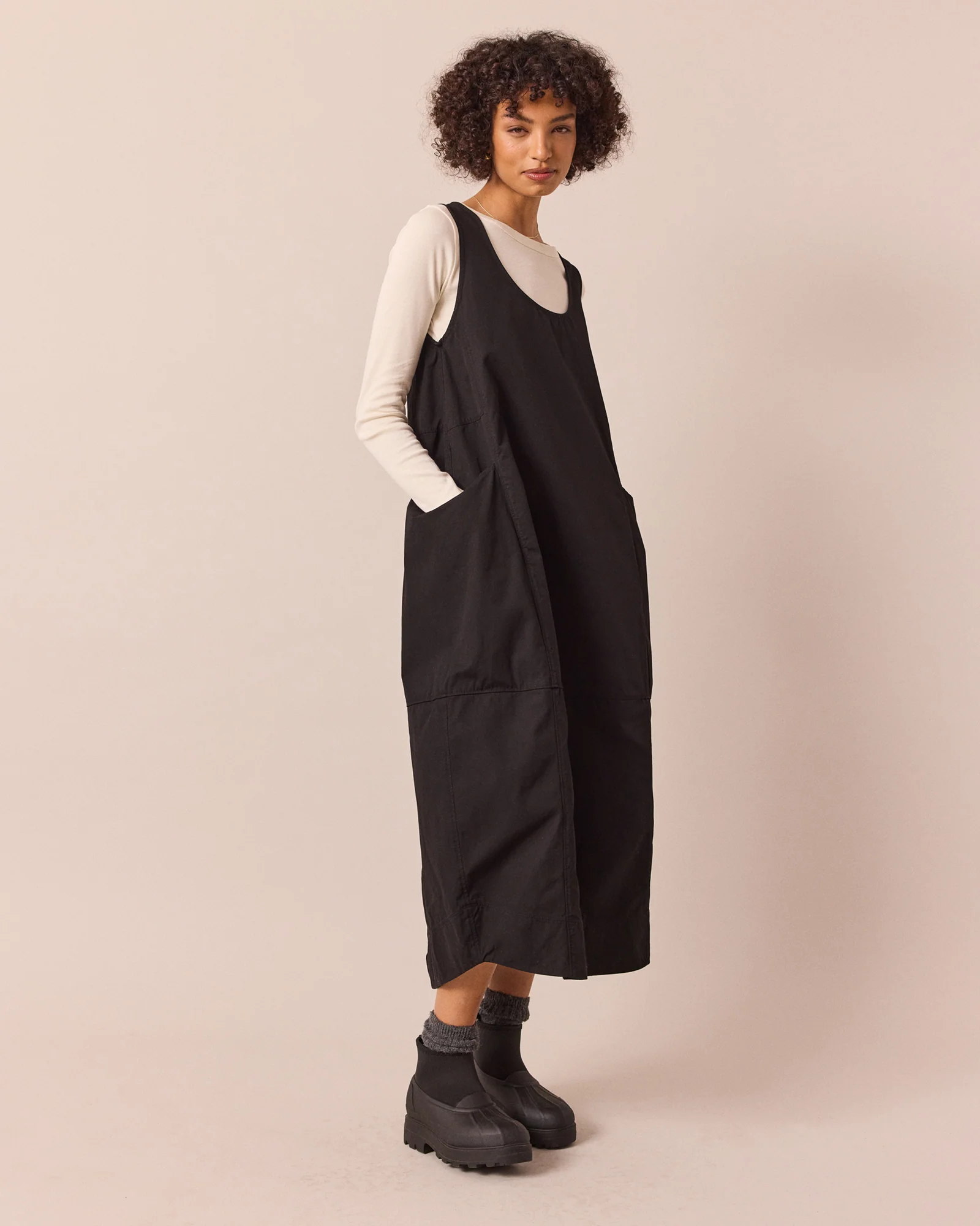 Naima Black Heavy Cotton Dress - Image 4