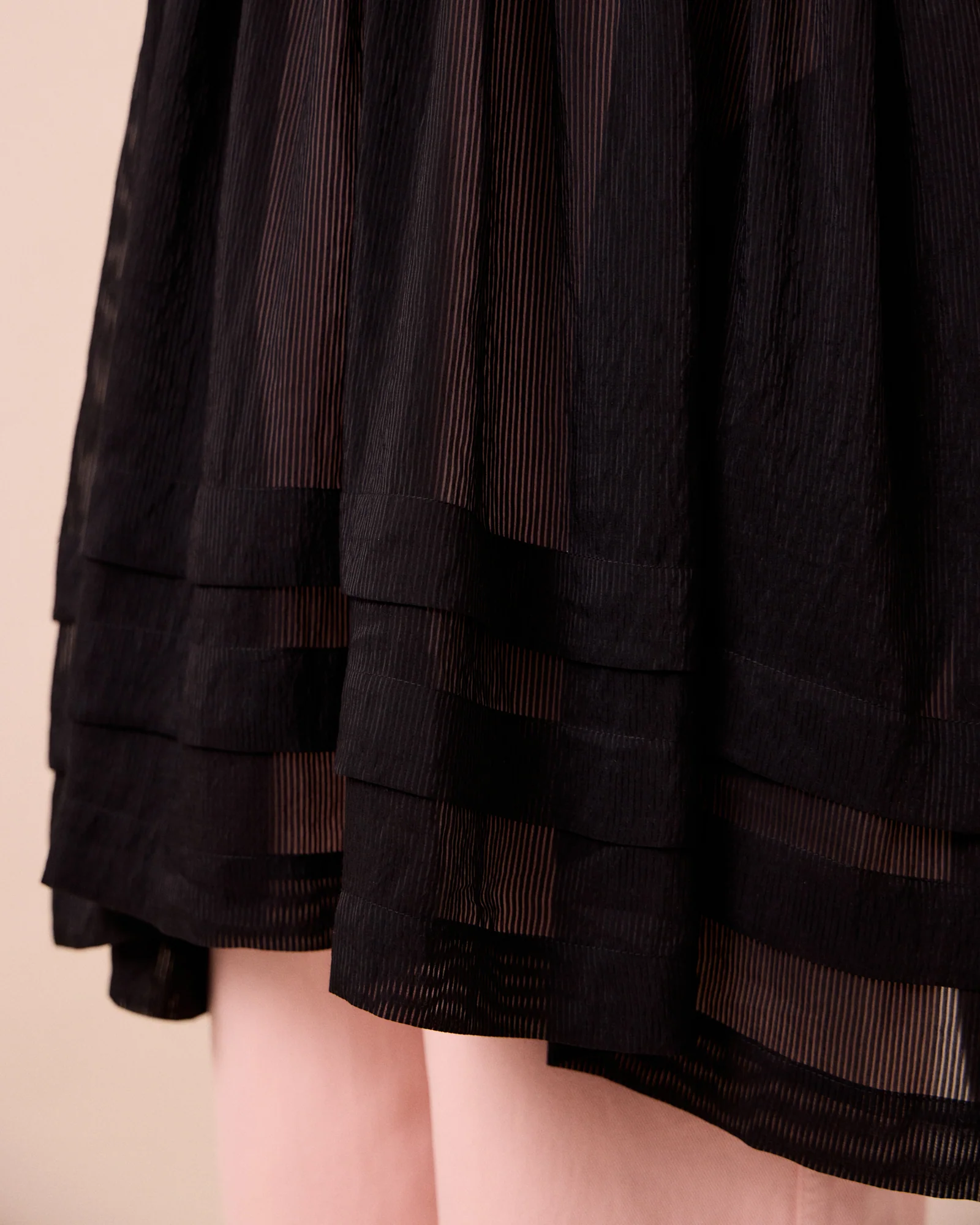 Neve Black Sheer Stripe Dress - Image 6