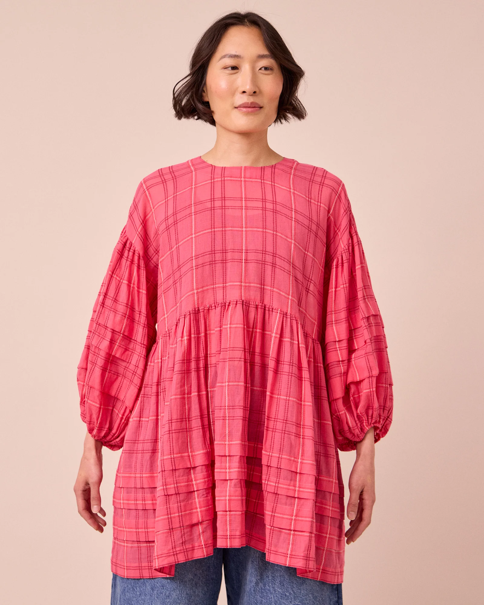Nina Hot Pink Cotton Gauze Dress - Image 3