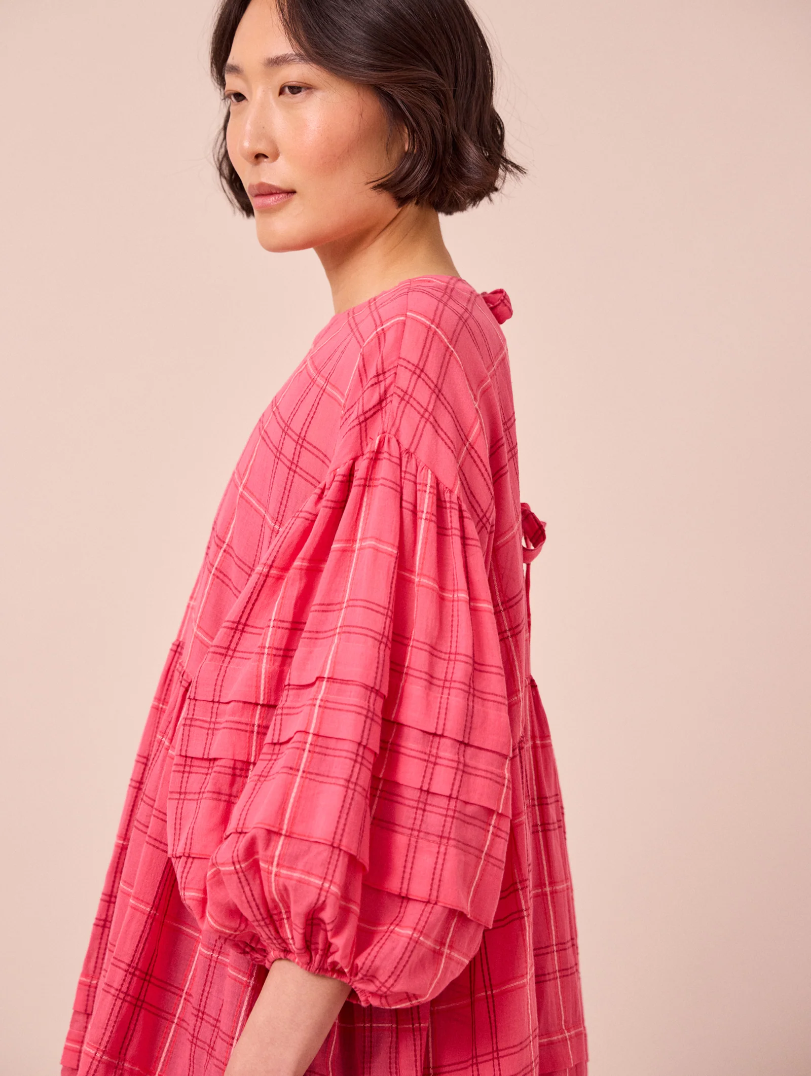 Nina Hot Pink Cotton Gauze Dress - Image 4