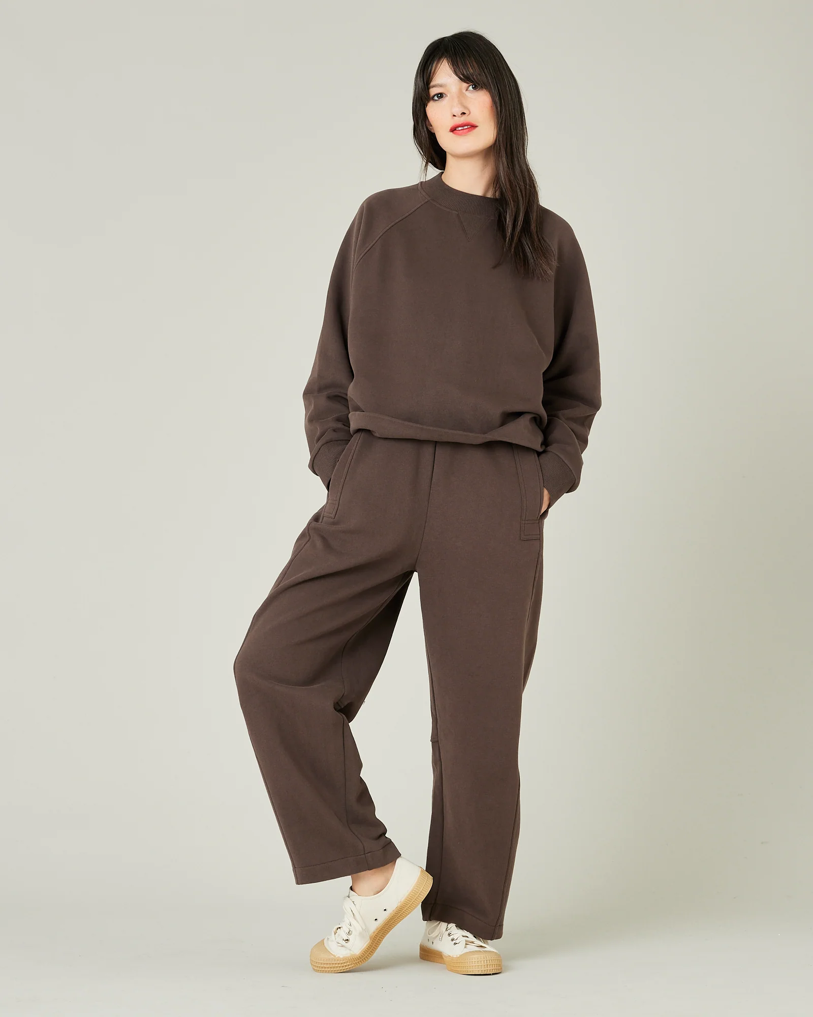 Noa Chocolate Fleeceback Jersey Jumper - Image 5