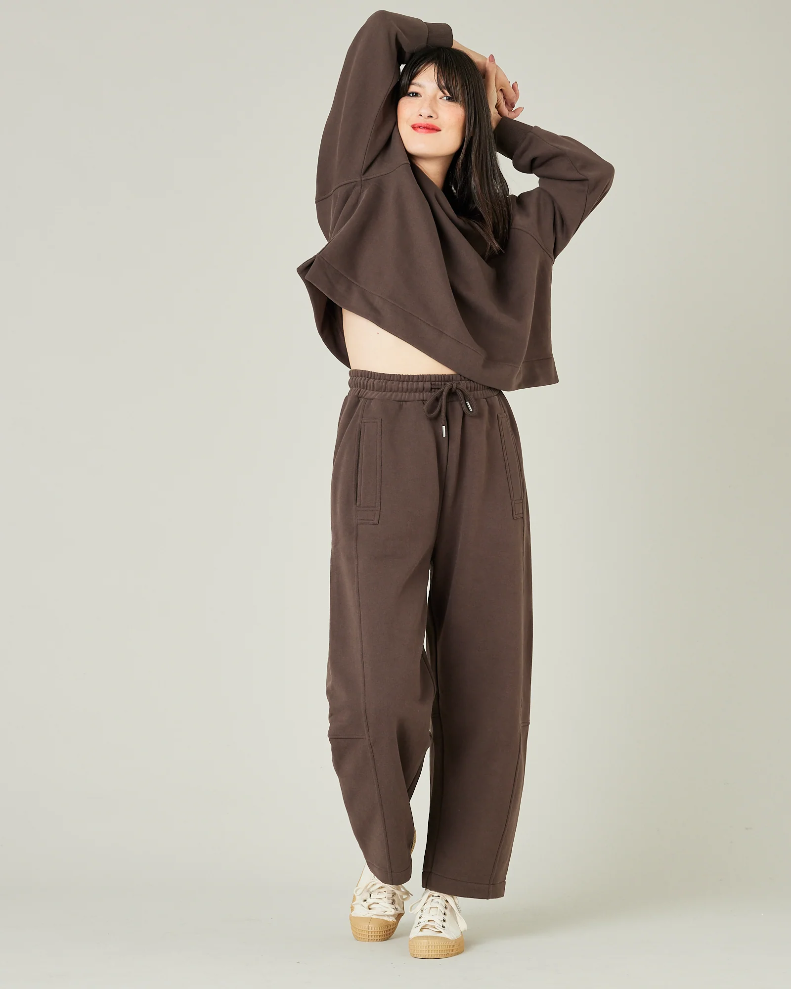Noa Chocolate Fleeceback Jersey Jumper - Image 6