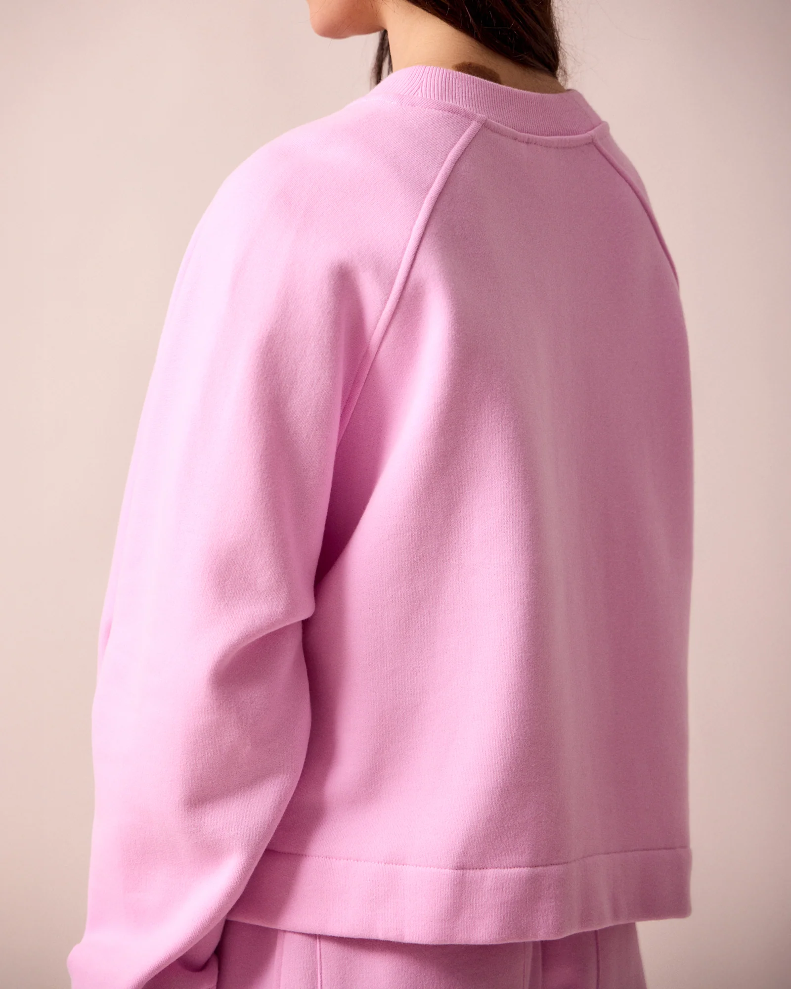 Noa Orchid Pink Fleeceback Jersey Jumper - Image 3