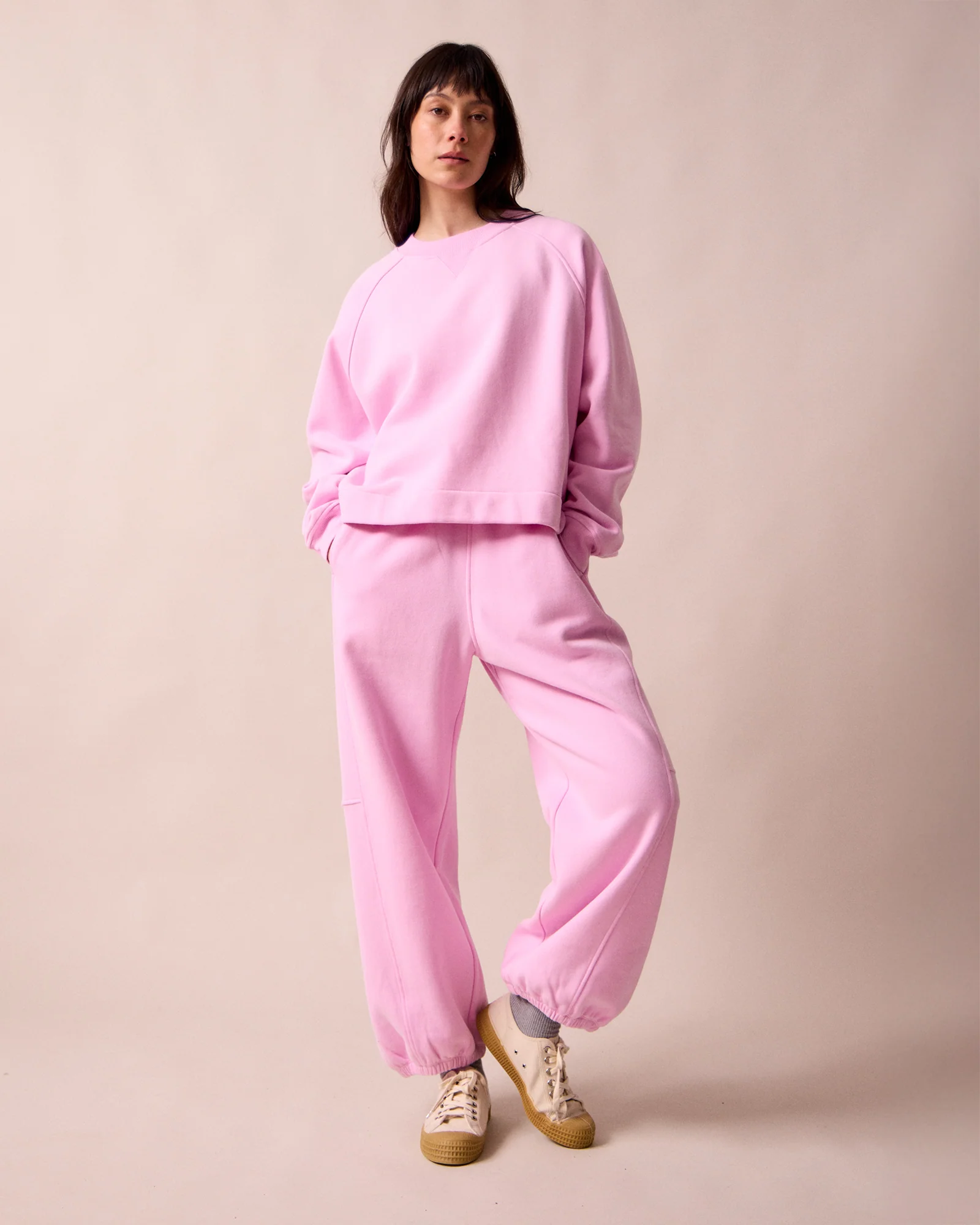Noa Orchid Pink Fleeceback Jersey Jumper - Image 4
