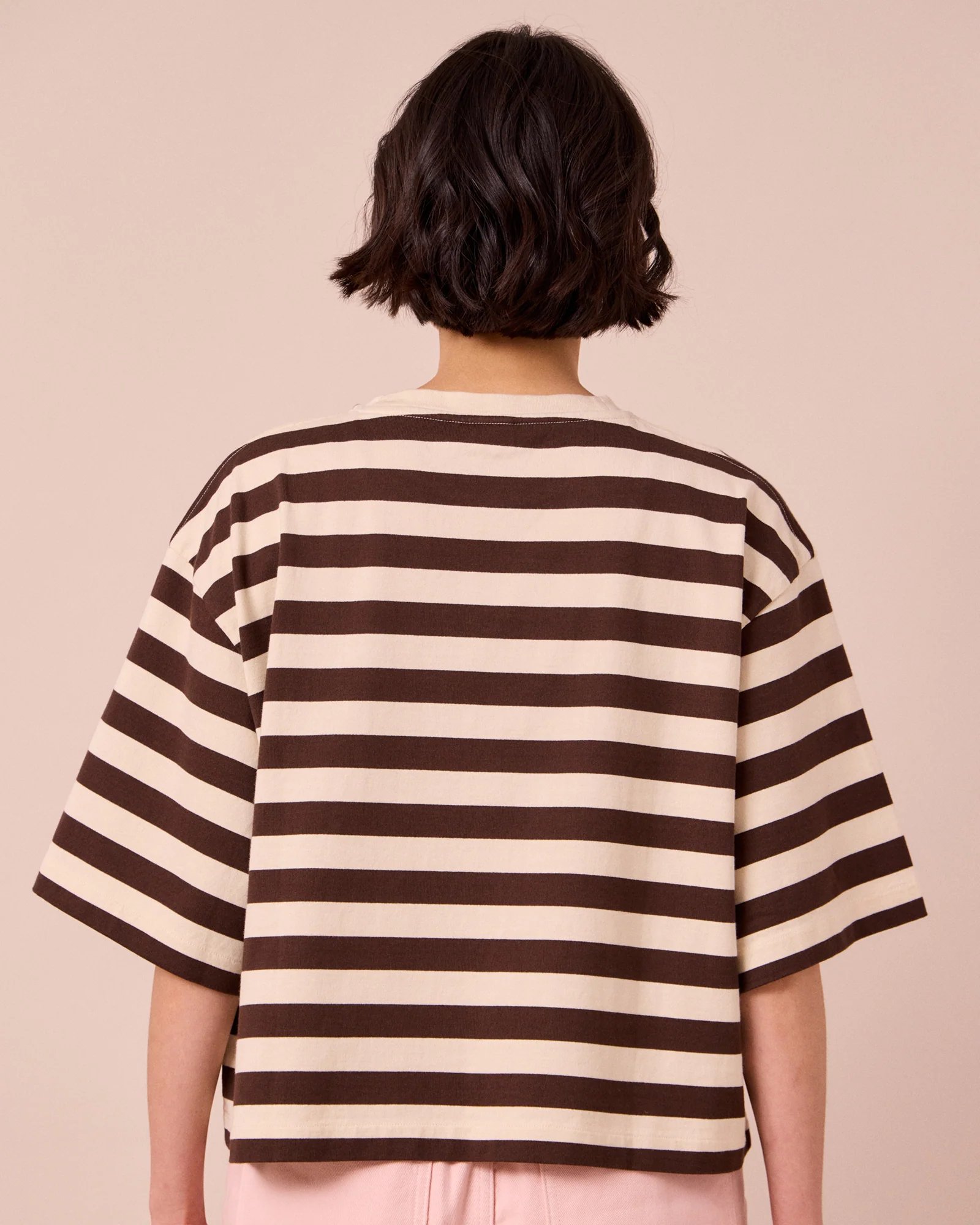 Nova Bone & Chocolate Stripe Jersey Top - Image 4