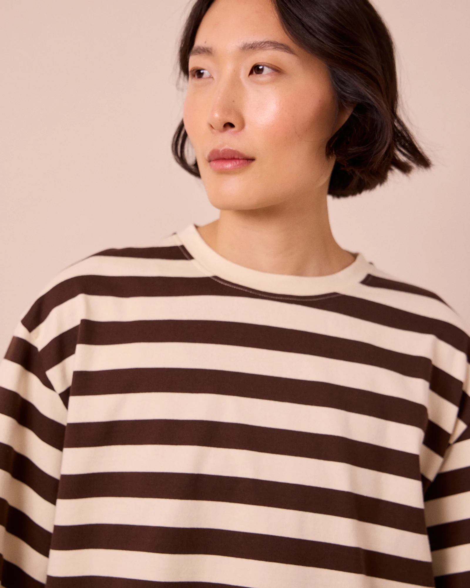 Nova Bone & Chocolate Stripe Jersey Top - Image 5